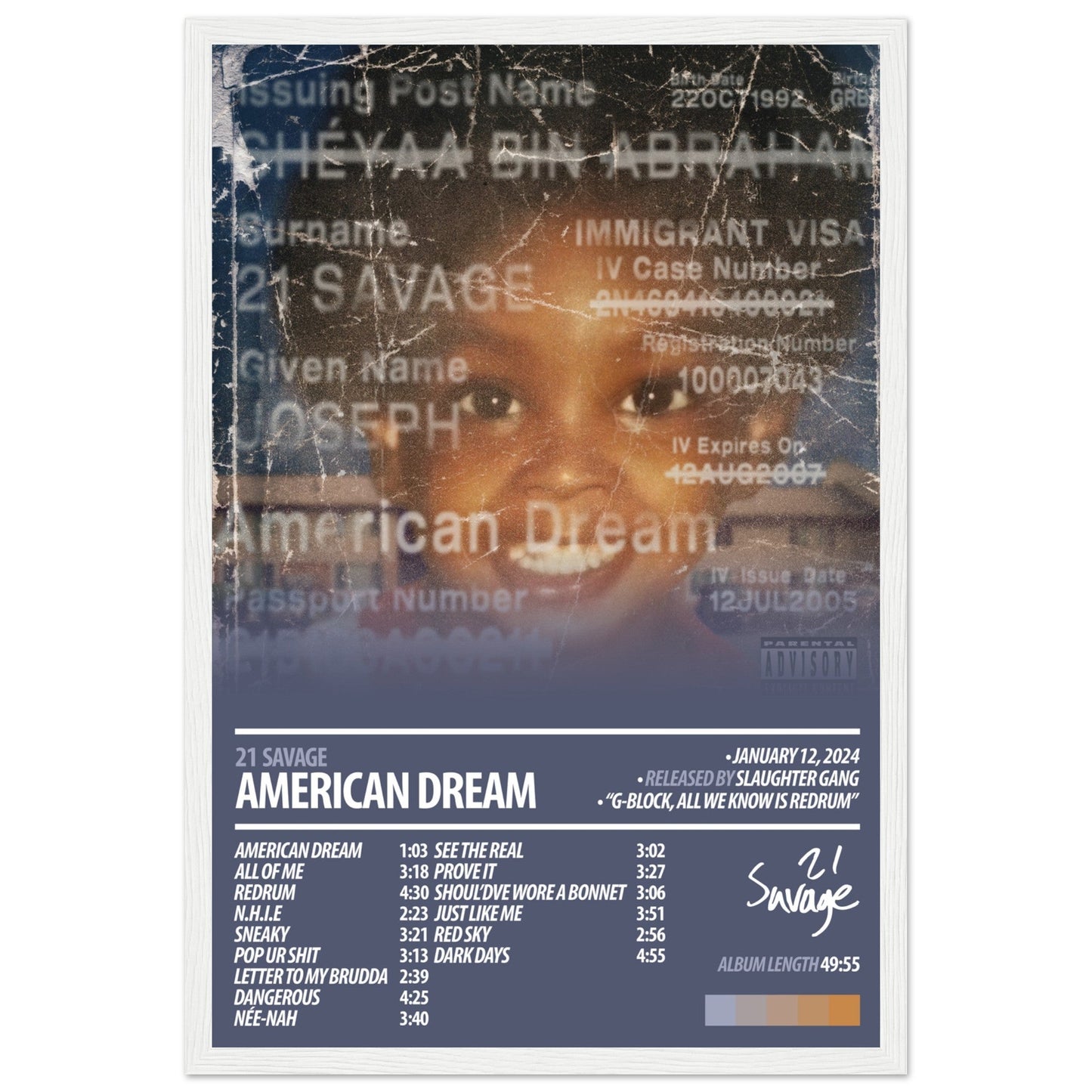 21 SAVAGE Album Poster | American Dream - ChordPrints