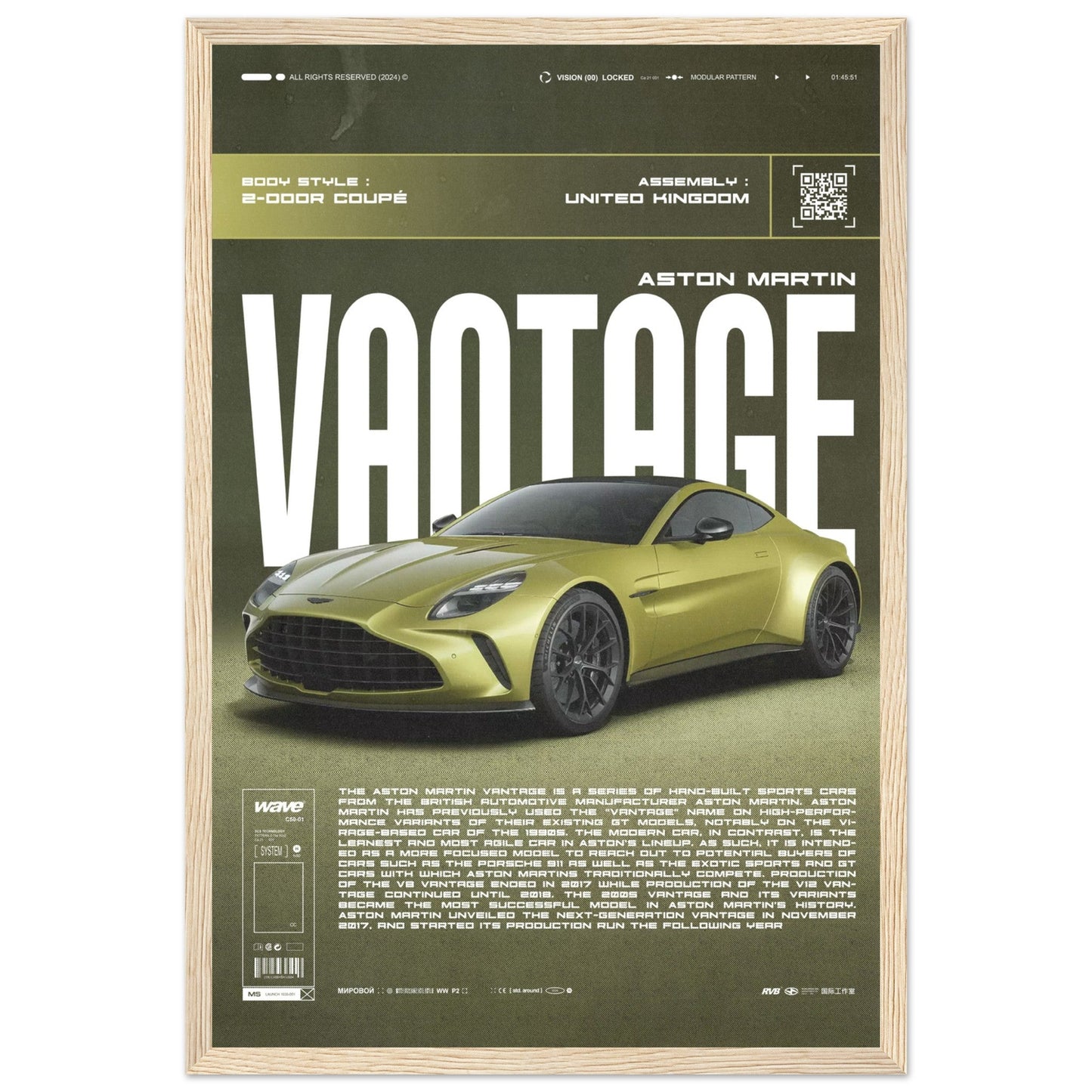 ASTON MARTIN VANTAGE POSTER - ChordPrints