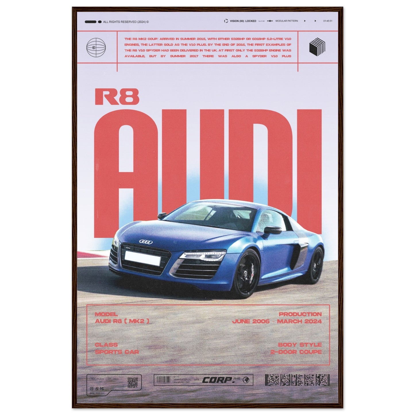 AUDI R8 MK2 POSTER - ChordPrints