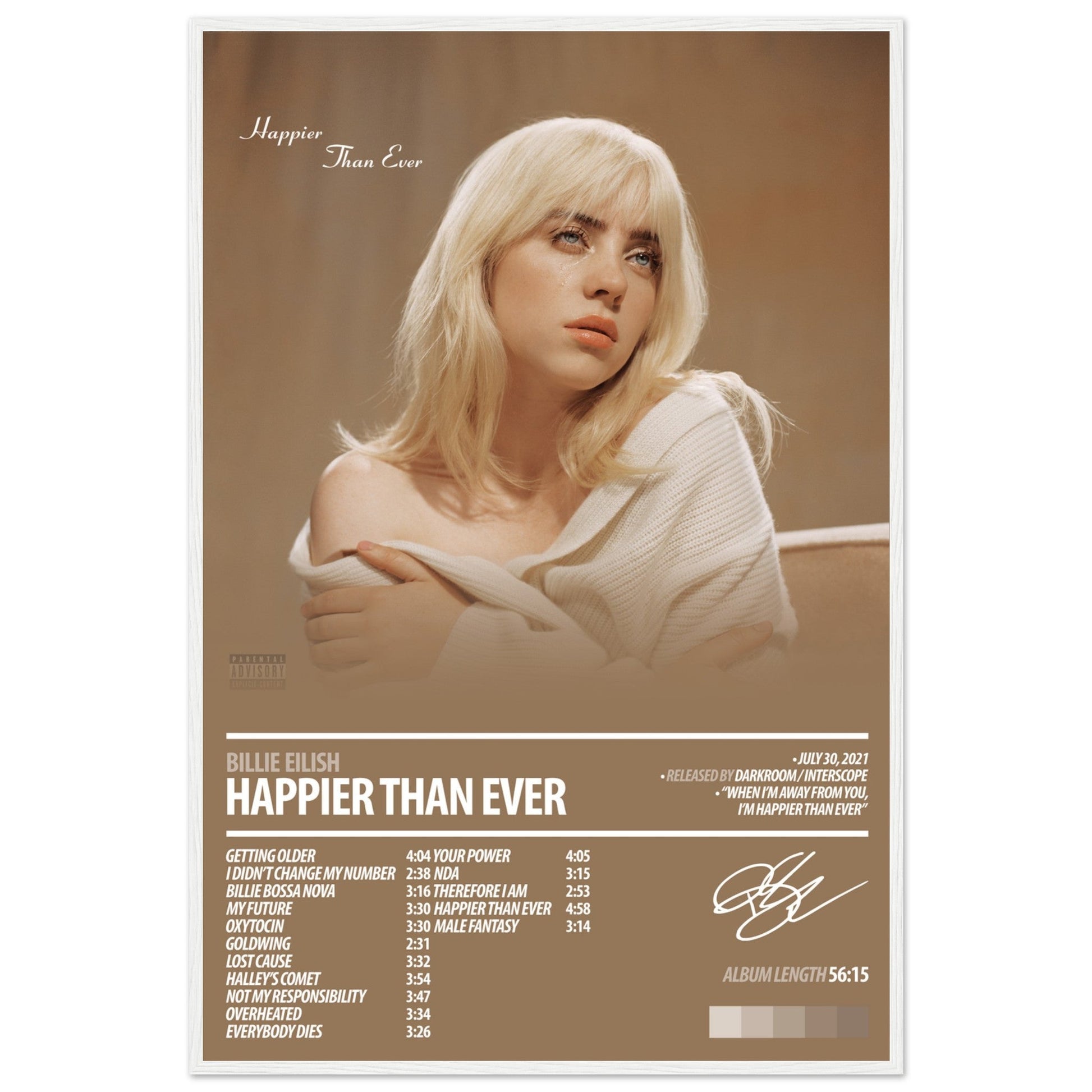 BILLIE EILISH Album Poster | Happier Than Ever - ChordPrints