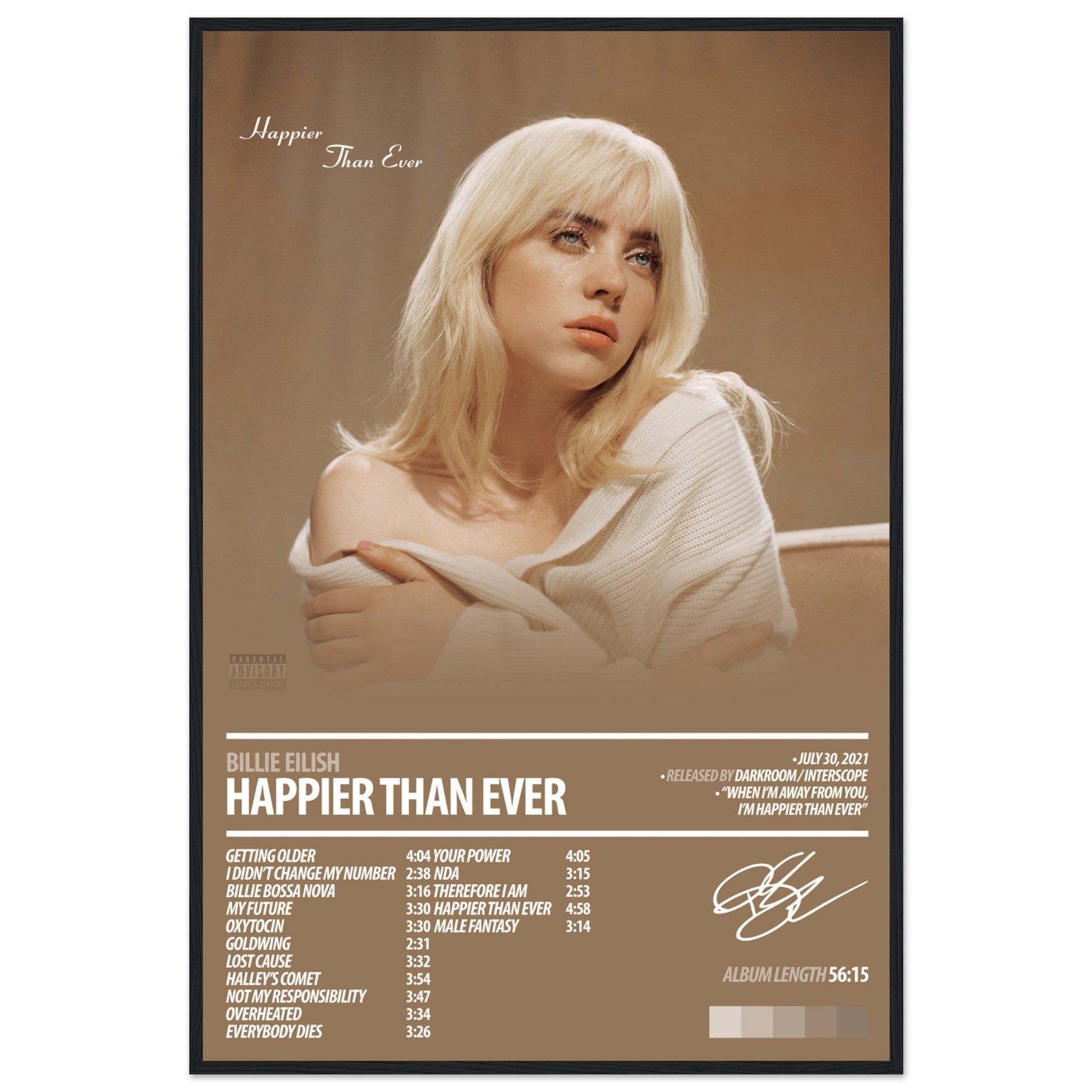 BILLIE EILISH Album Poster | Happier Than Ever - ChordPrints