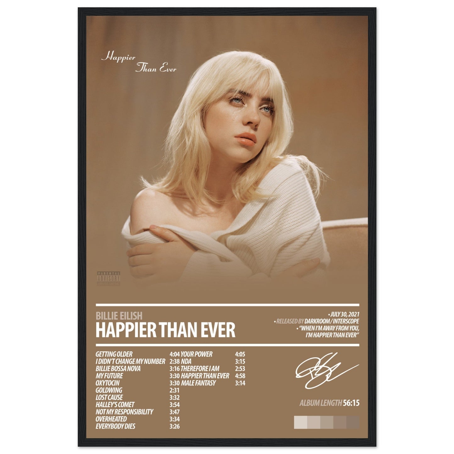 BILLIE EILISH Album Poster | Happier Than Ever - ChordPrints