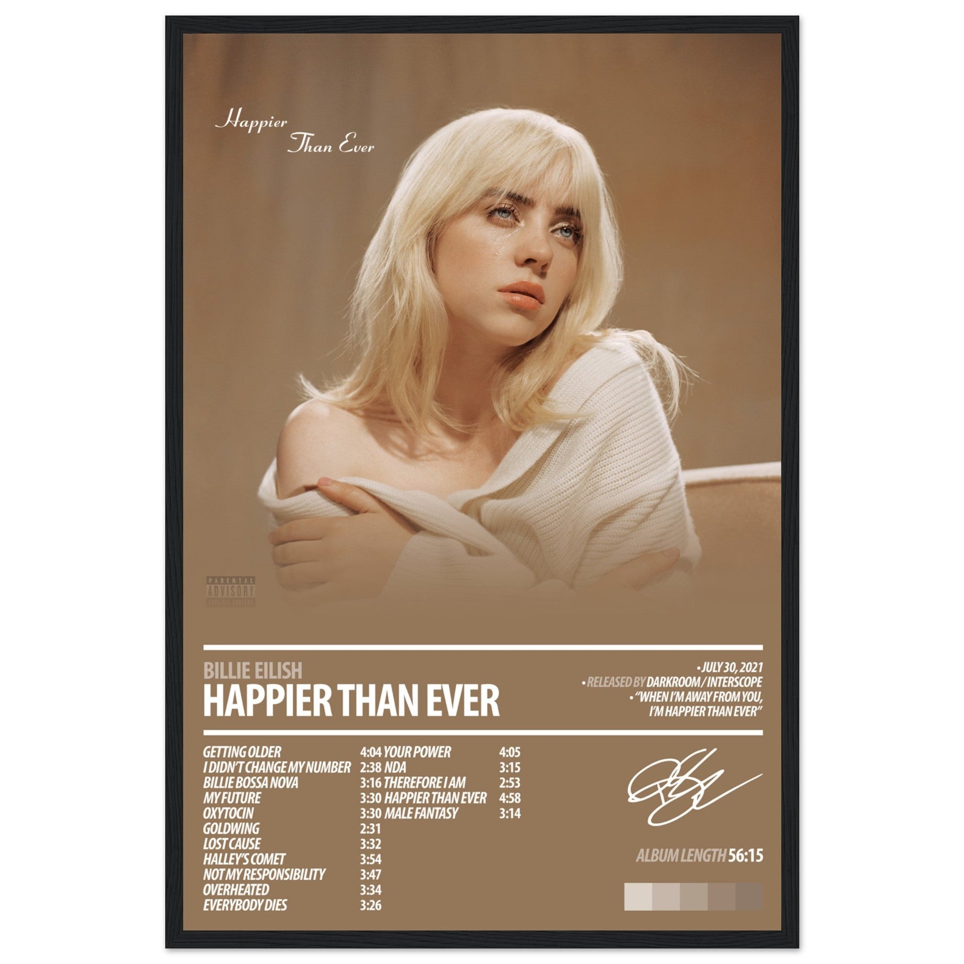 BILLIE EILISH Album Poster | Happier Than Ever - ChordPrints