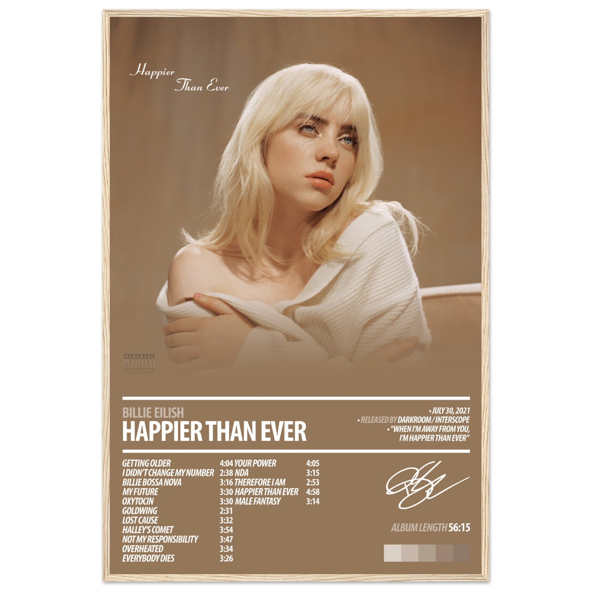 BILLIE EILISH Album Poster | Happier Than Ever - ChordPrints