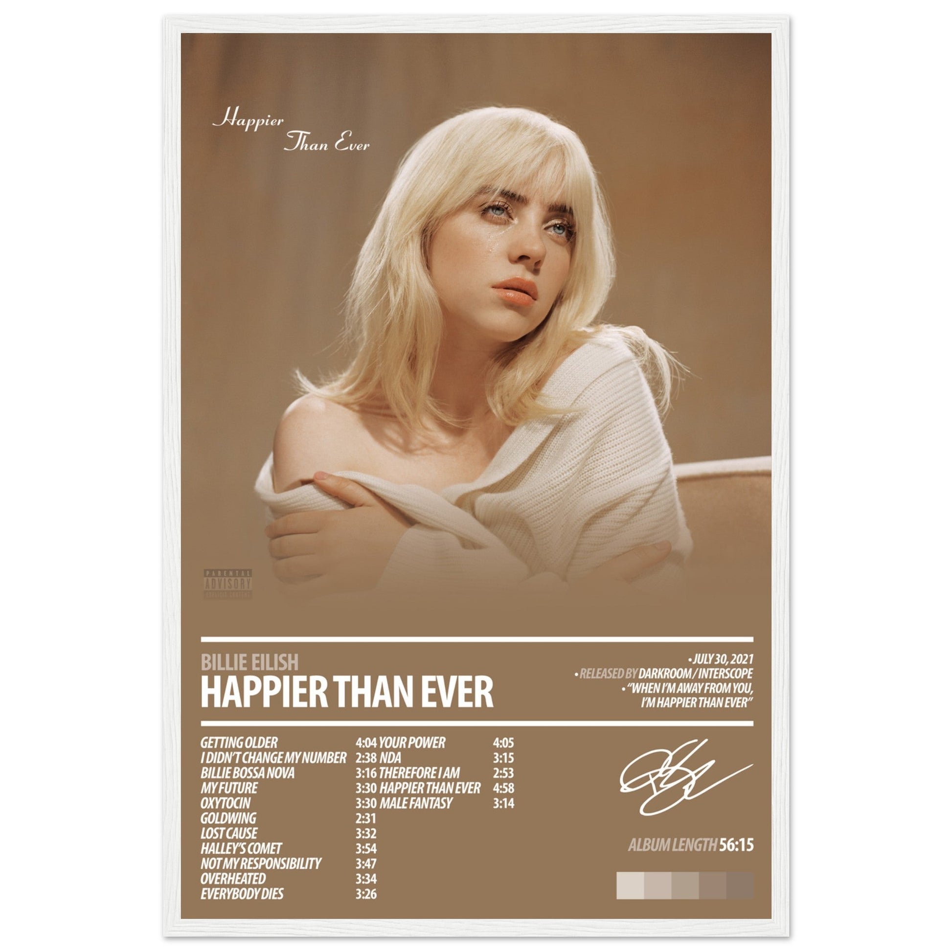 BILLIE EILISH Album Poster | Happier Than Ever - ChordPrints