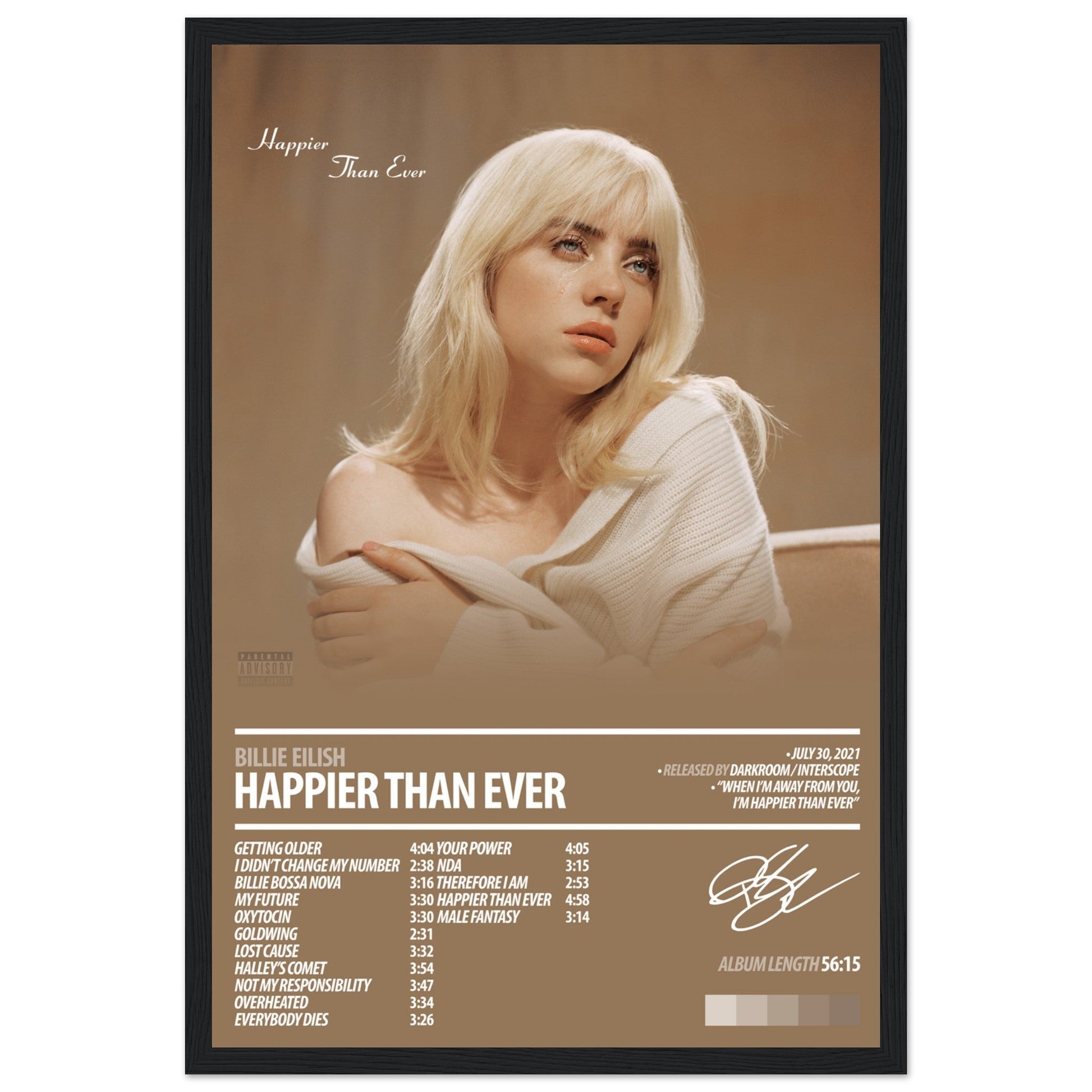 BILLIE EILISH Album Poster | Happier Than Ever - ChordPrints