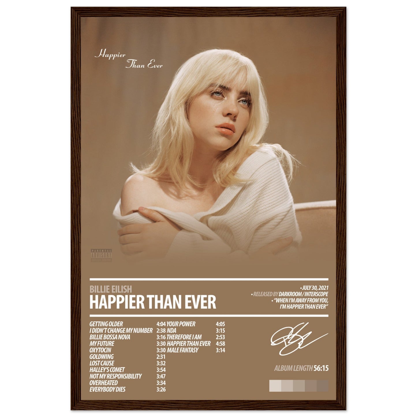 BILLIE EILISH Album Poster | Happier Than Ever - ChordPrints