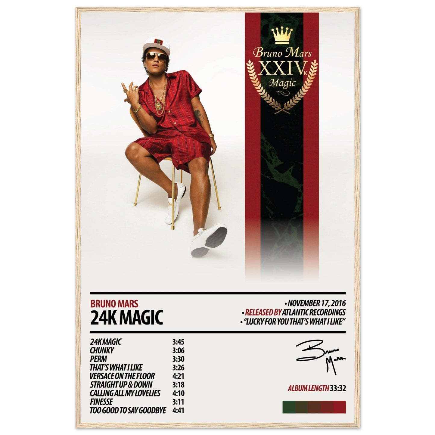 BRUNO MARS Album Poster | 24K Magic - ChordPrints