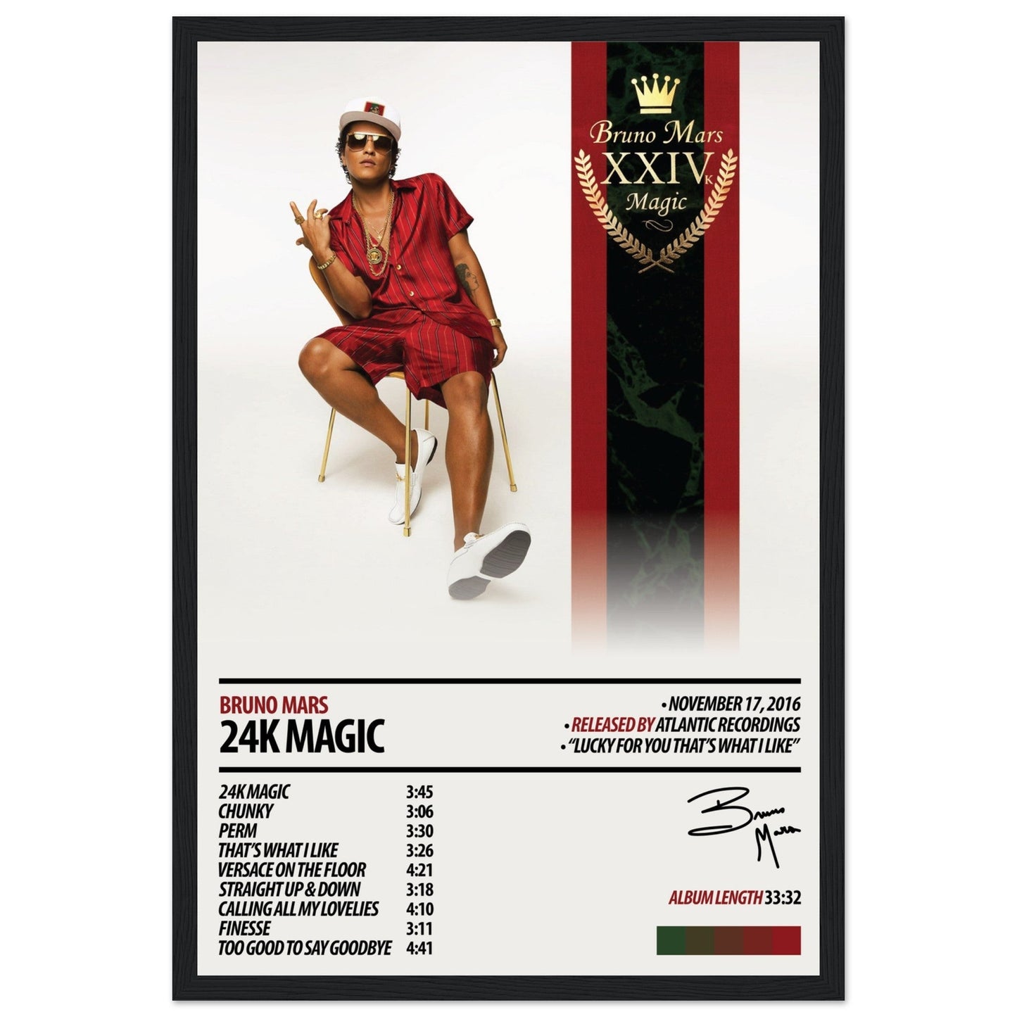 BRUNO MARS Album Poster | 24K Magic - ChordPrints