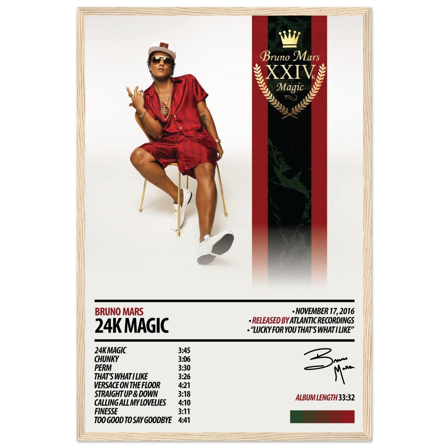 BRUNO MARS Album Poster | 24K Magic - ChordPrints