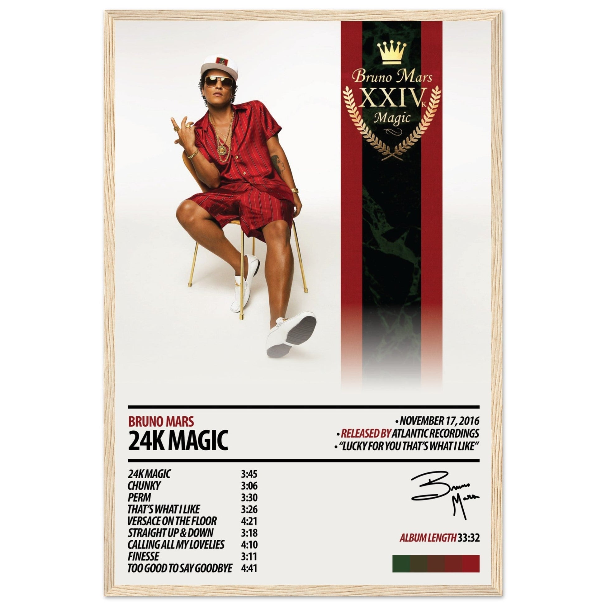 BRUNO MARS Album Poster | 24K Magic - ChordPrints