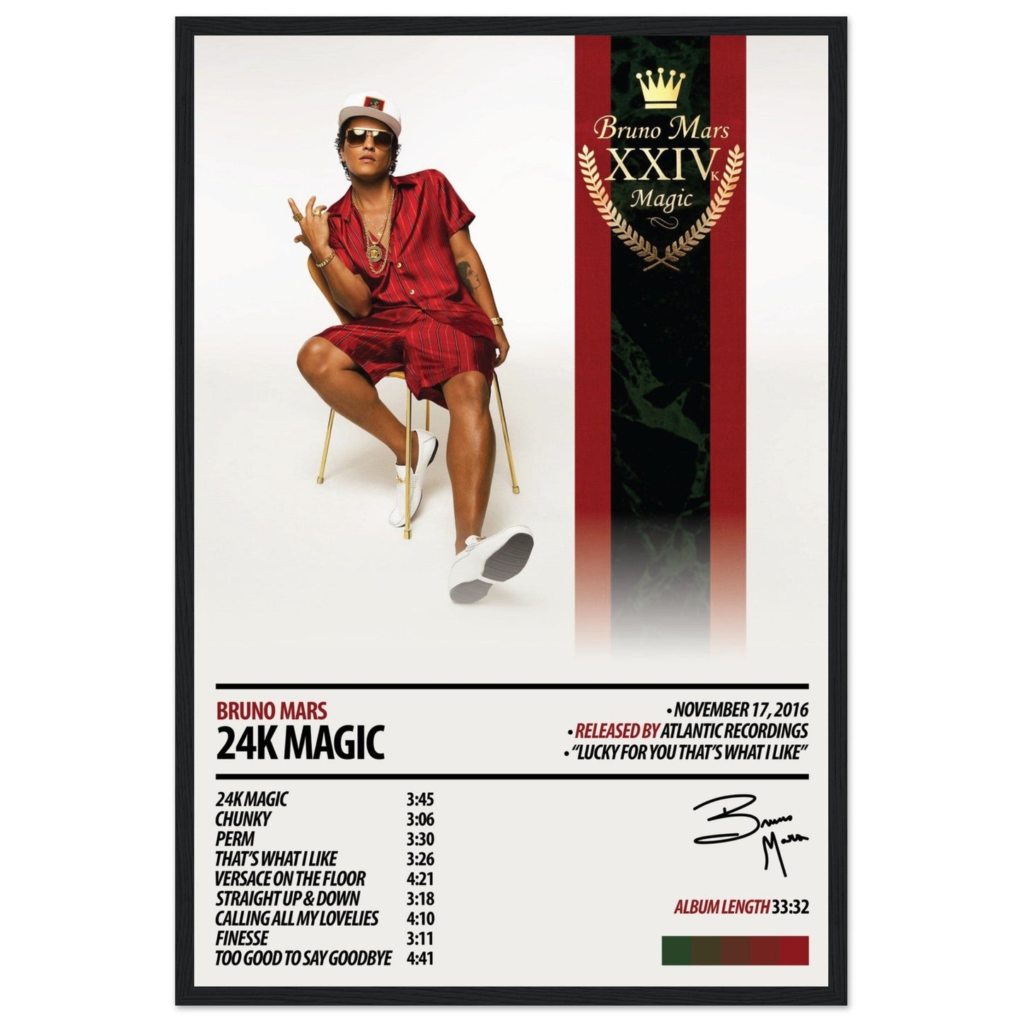 BRUNO MARS Album Poster | 24K Magic - ChordPrints