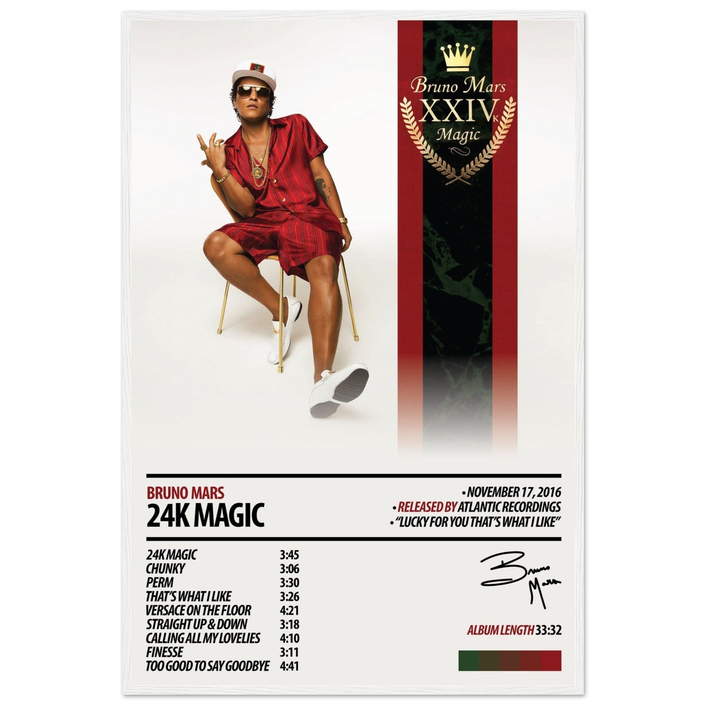 BRUNO MARS Album Poster | 24K Magic - ChordPrints