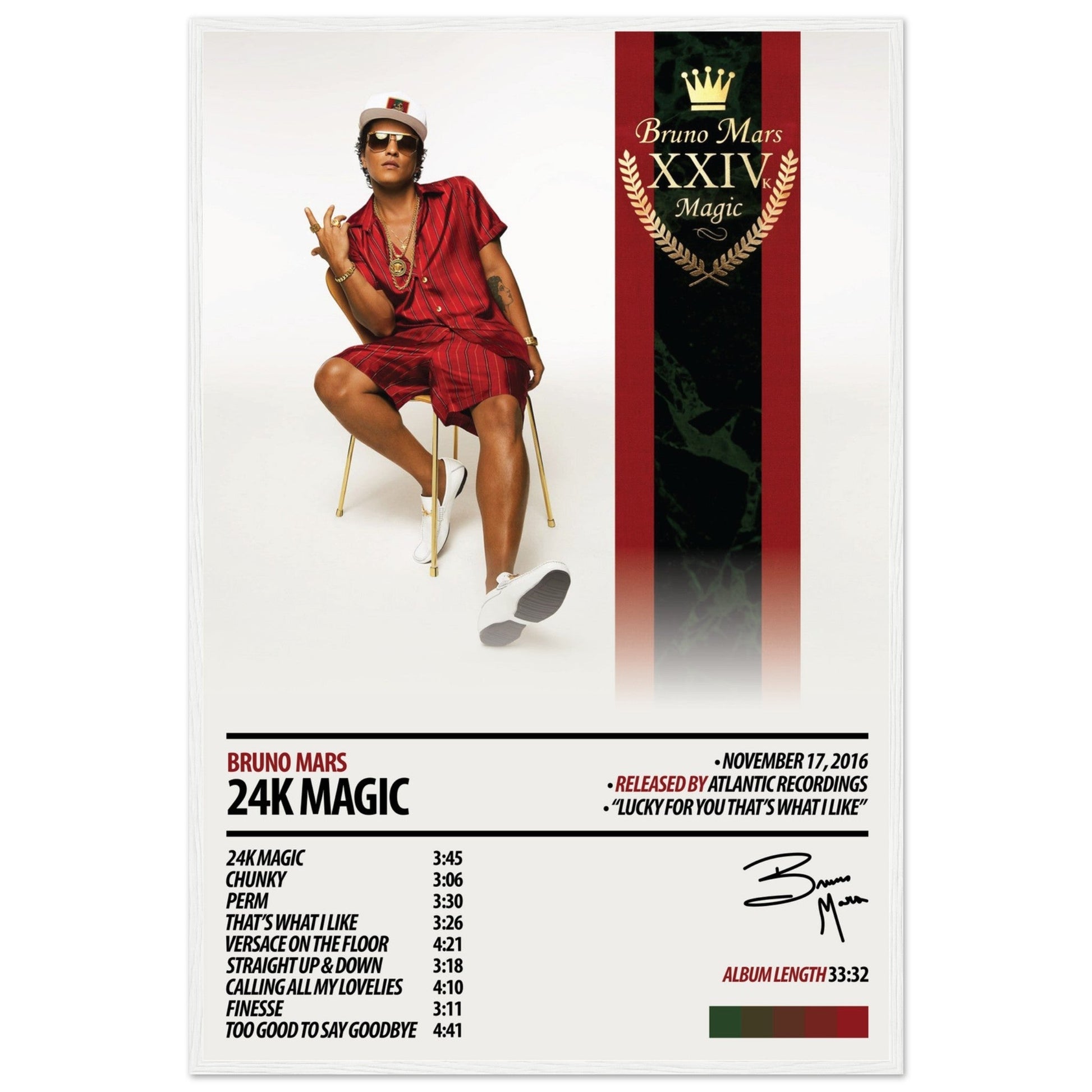 BRUNO MARS Album Poster | 24K Magic - ChordPrints