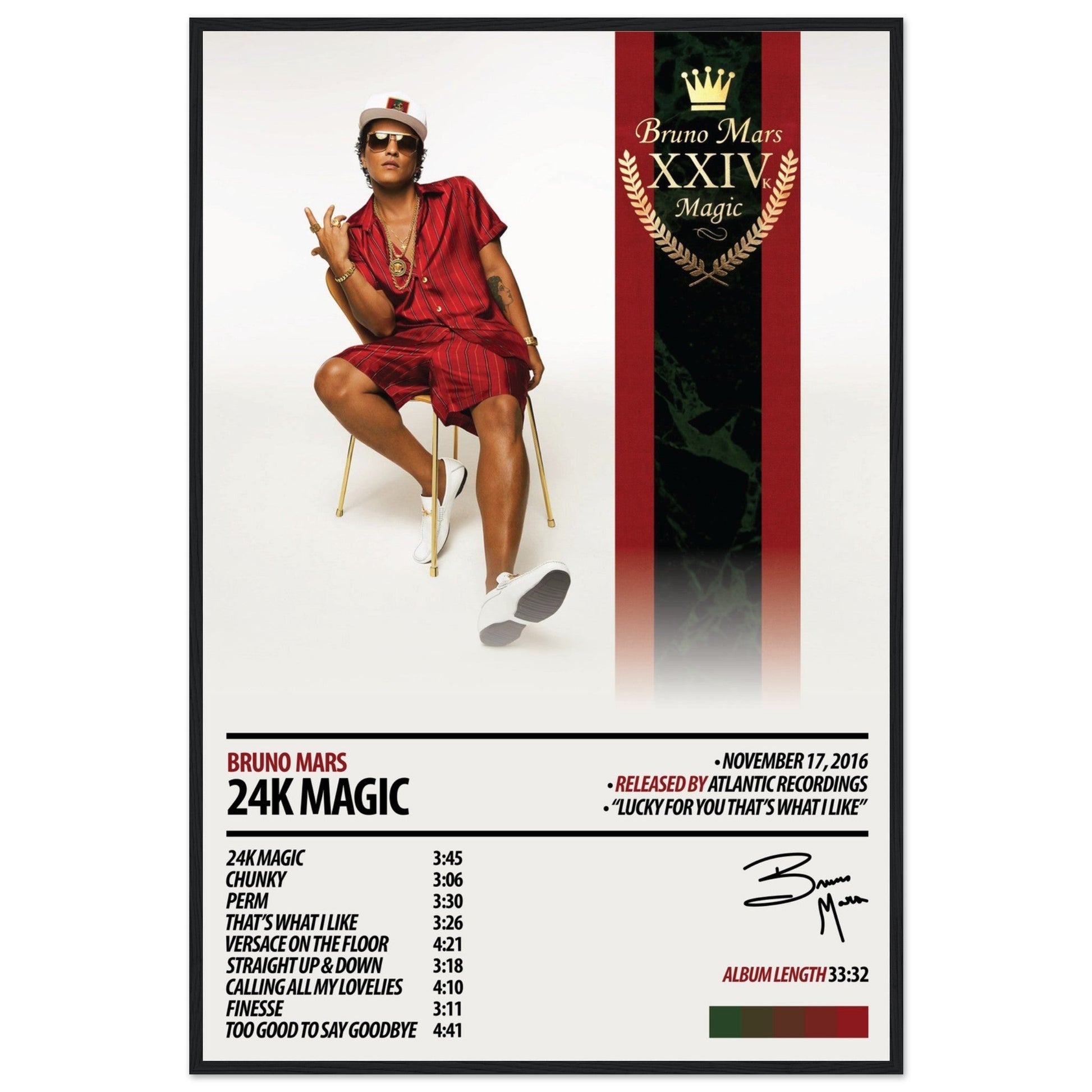 BRUNO MARS Album Poster | 24K Magic - ChordPrints