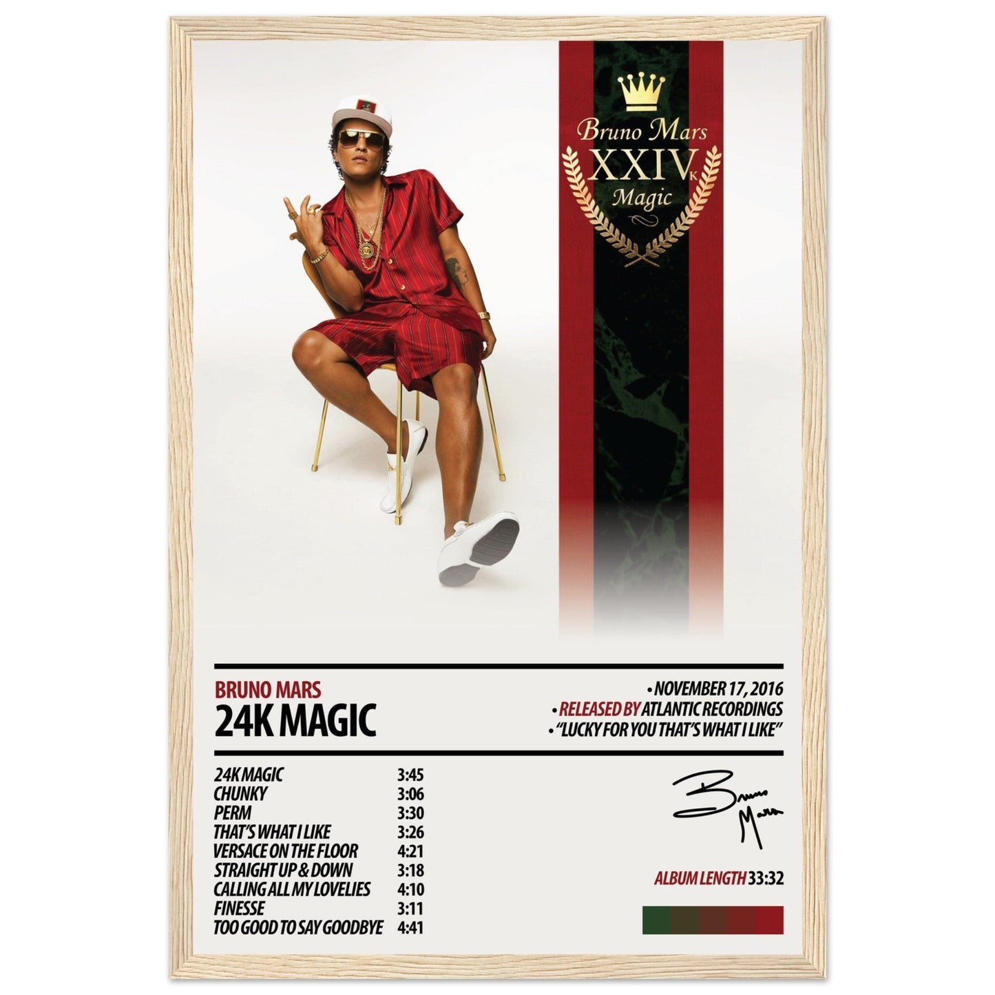 BRUNO MARS Album Poster | 24K Magic - ChordPrints