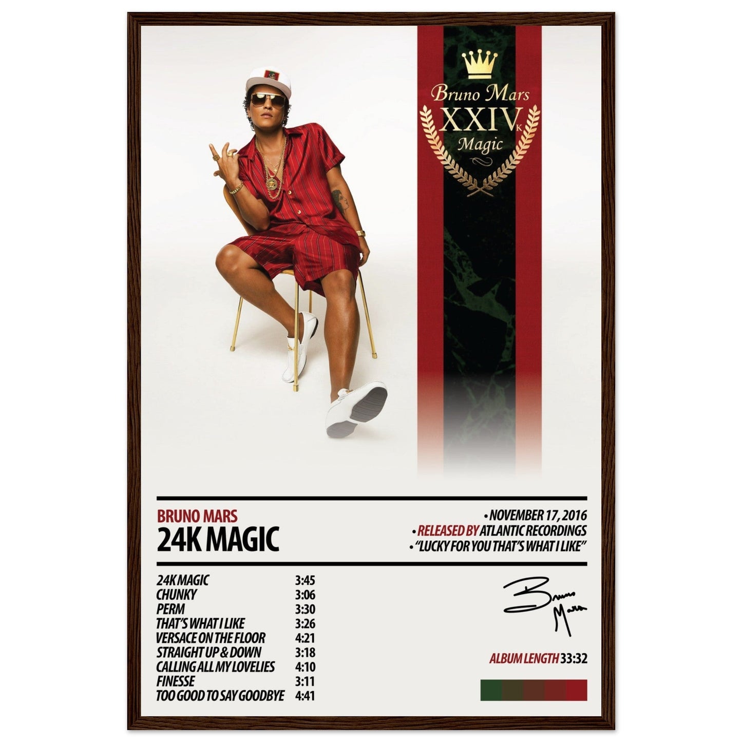BRUNO MARS Album Poster | 24K Magic - ChordPrints