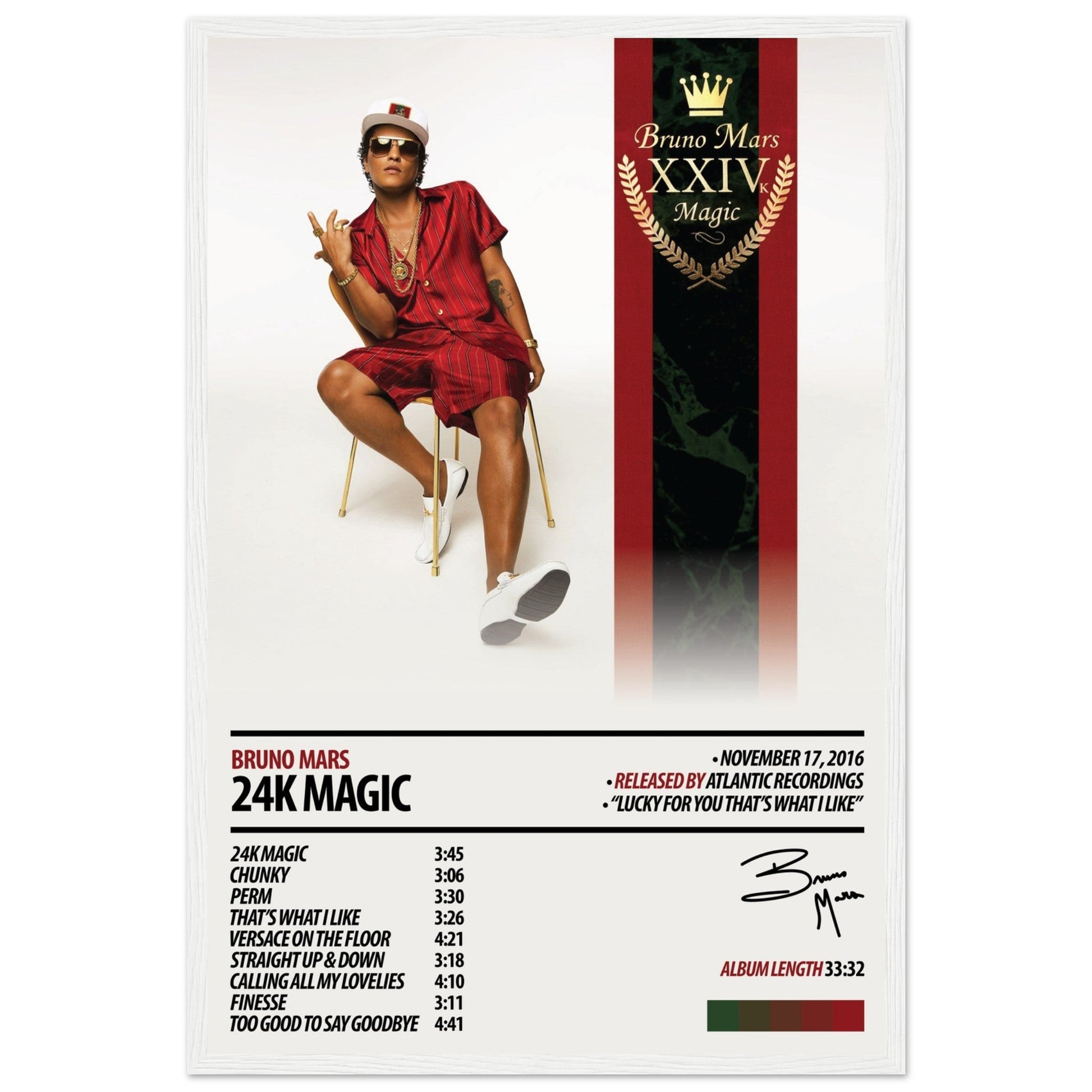 BRUNO MARS Album Poster | 24K Magic - ChordPrints