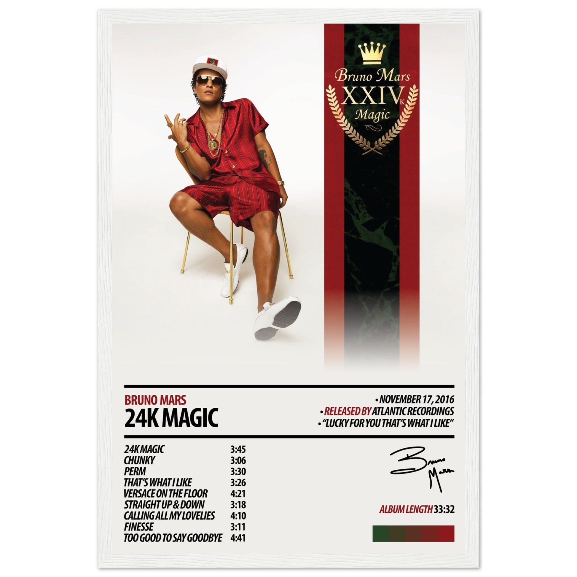 BRUNO MARS Album Poster | 24K Magic - ChordPrints
