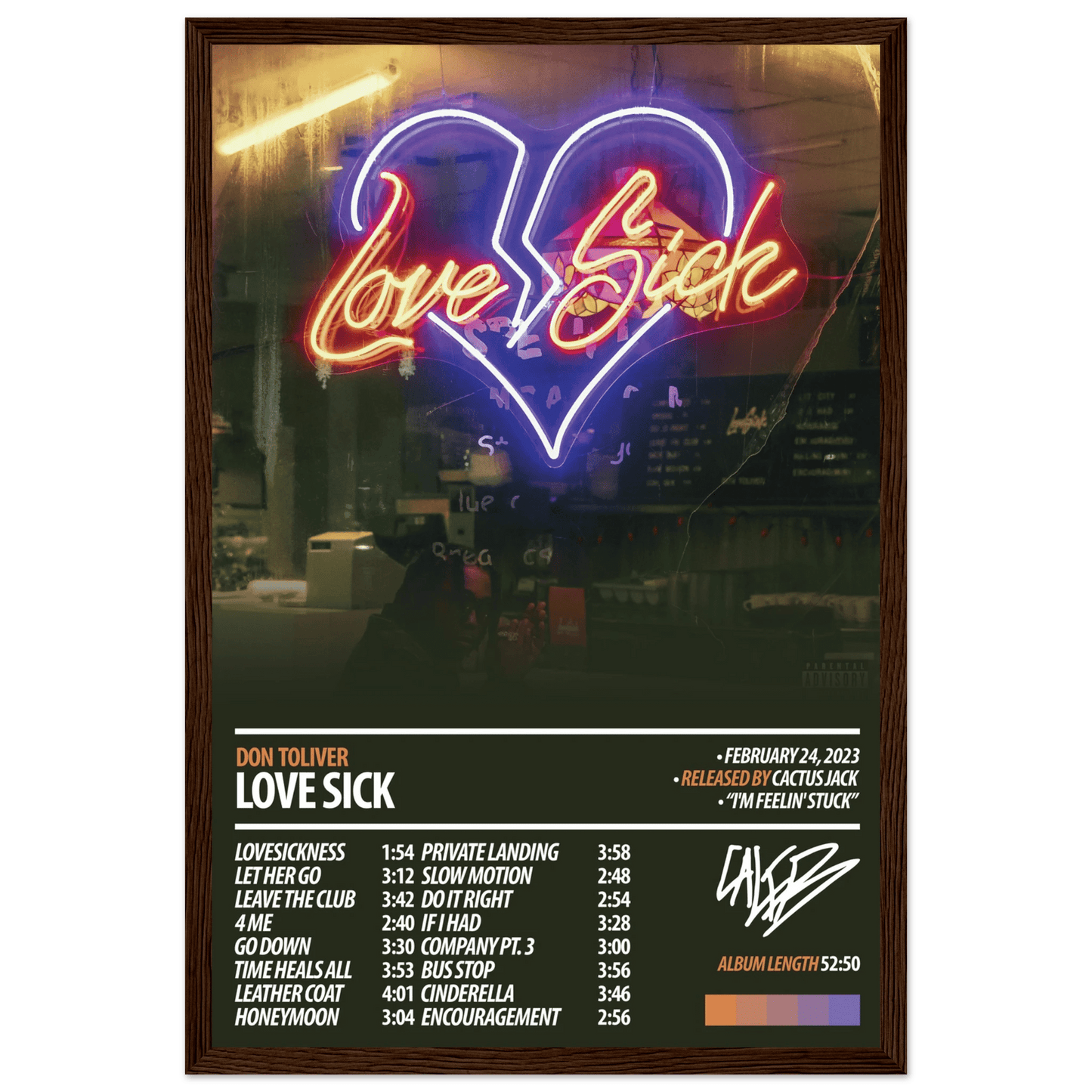 DON TOLIVER Album Poster | Love Sick - ChordPrints