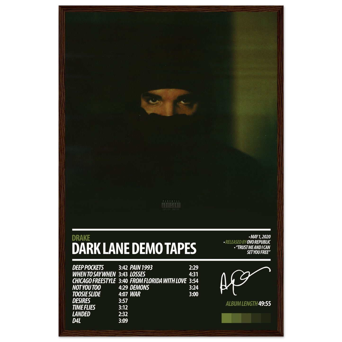 DRAKE Album Poster | Dark Lane Demo Tapes - ChordPrints