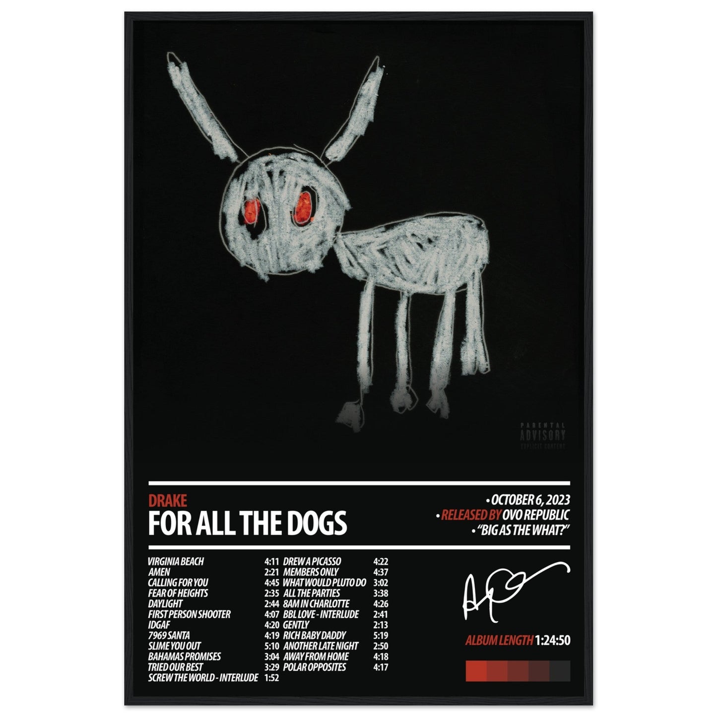 DRAKE Album Poster | For All The Dogs - ChordPrints