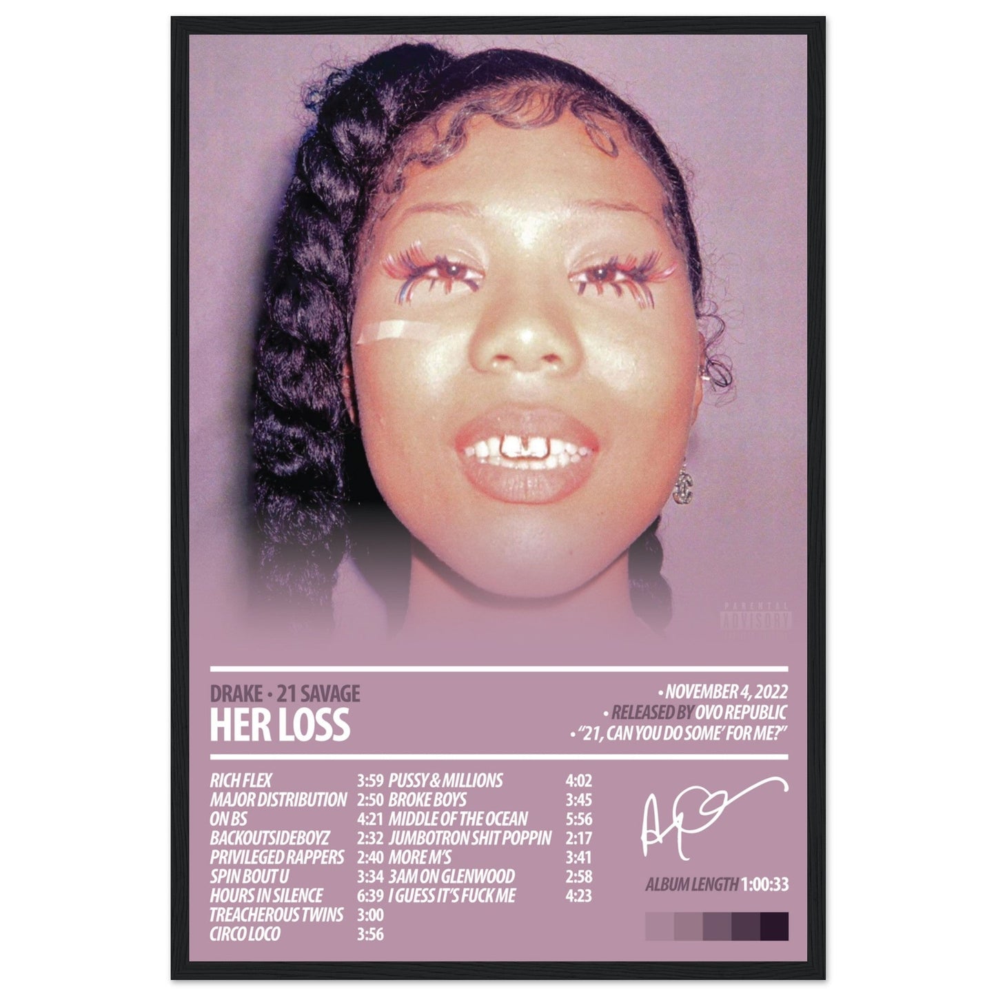 DRAKE Album Poster | Her Loss - ChordPrints