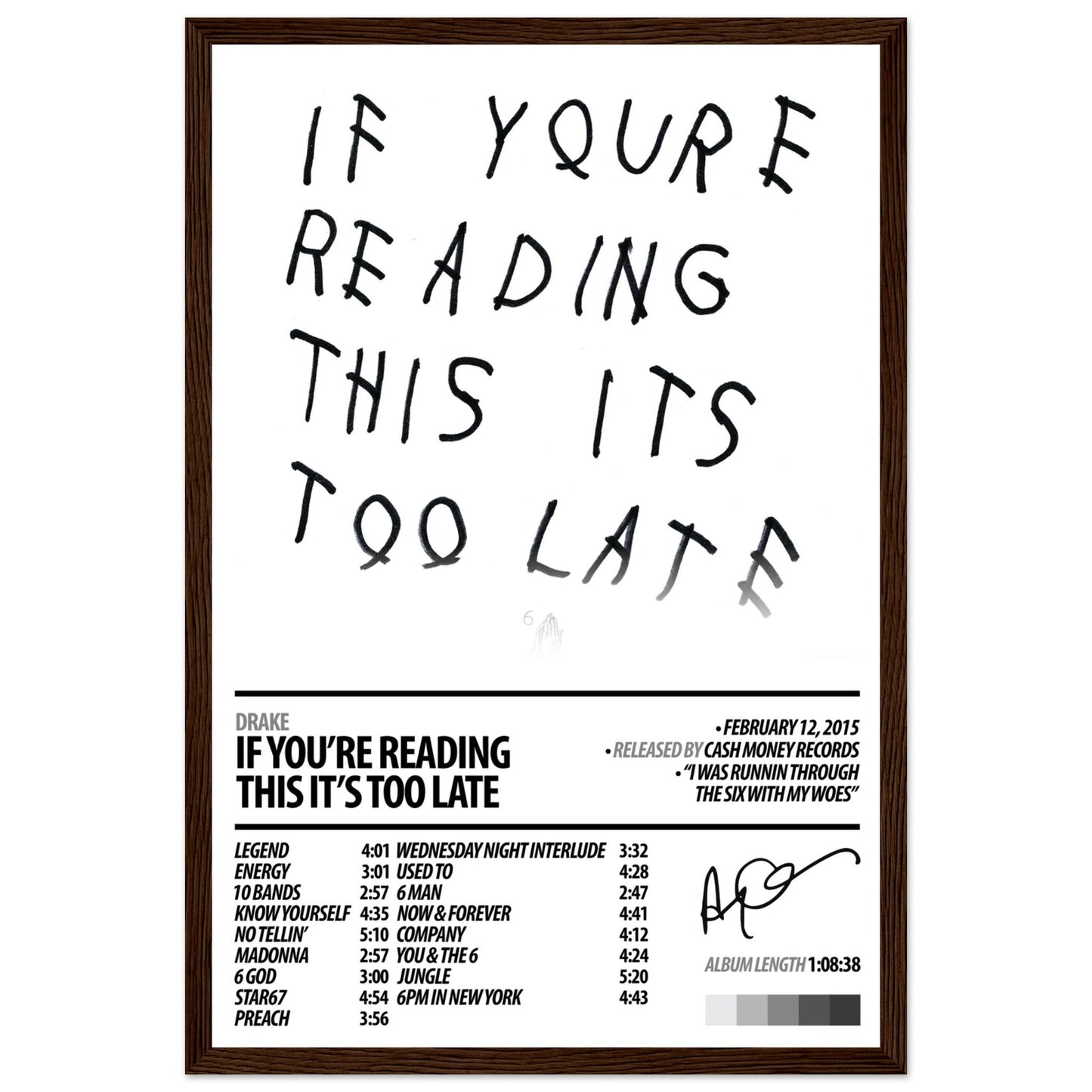 DRAKE Album Poster | If You're Reading This Its Too Late - ChordPrints