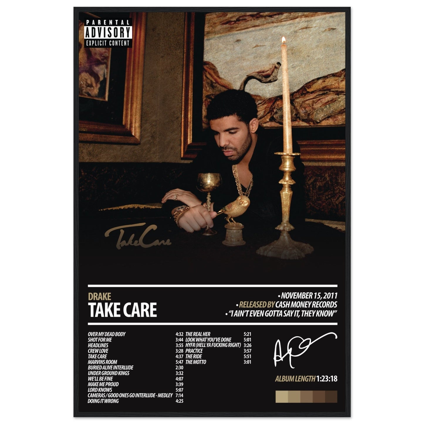 DRAKE Album Poster | Take Care - ChordPrints
