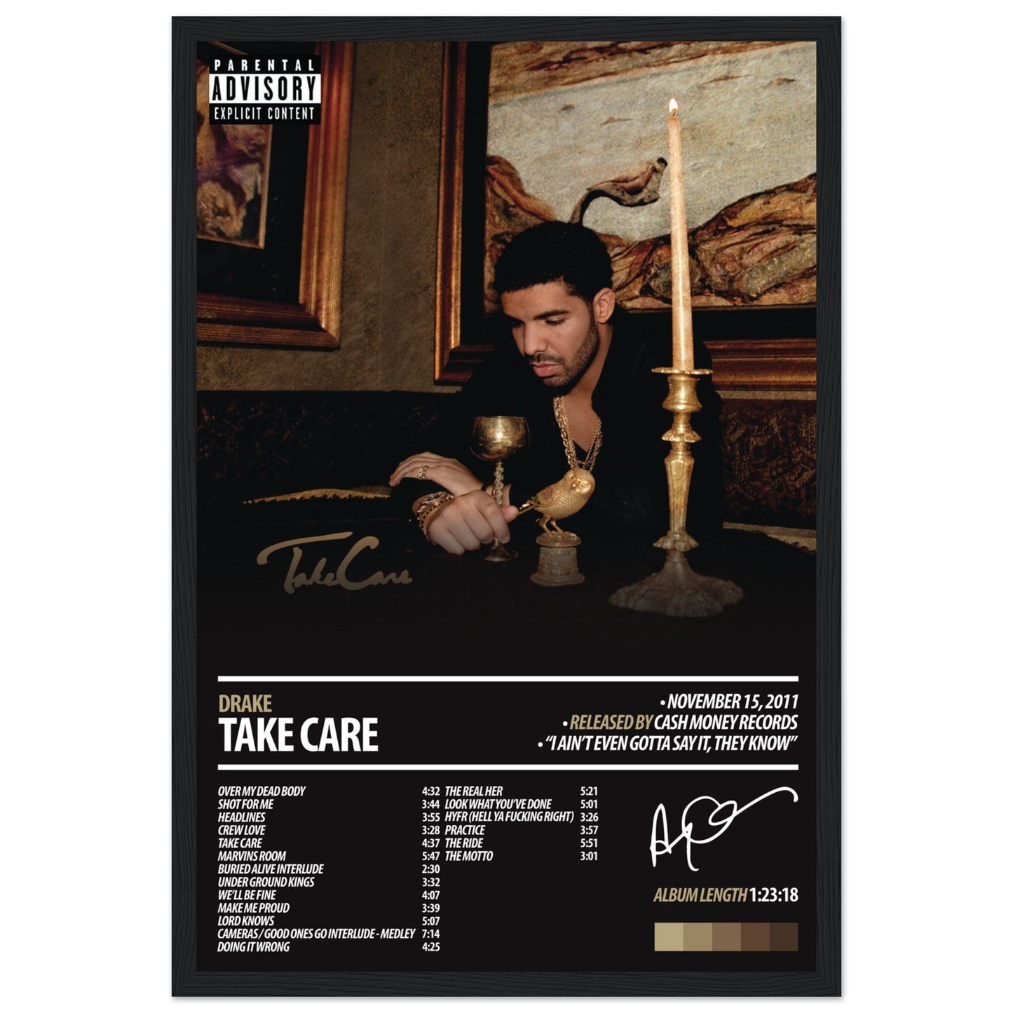 DRAKE Album Poster | Take Care - ChordPrints