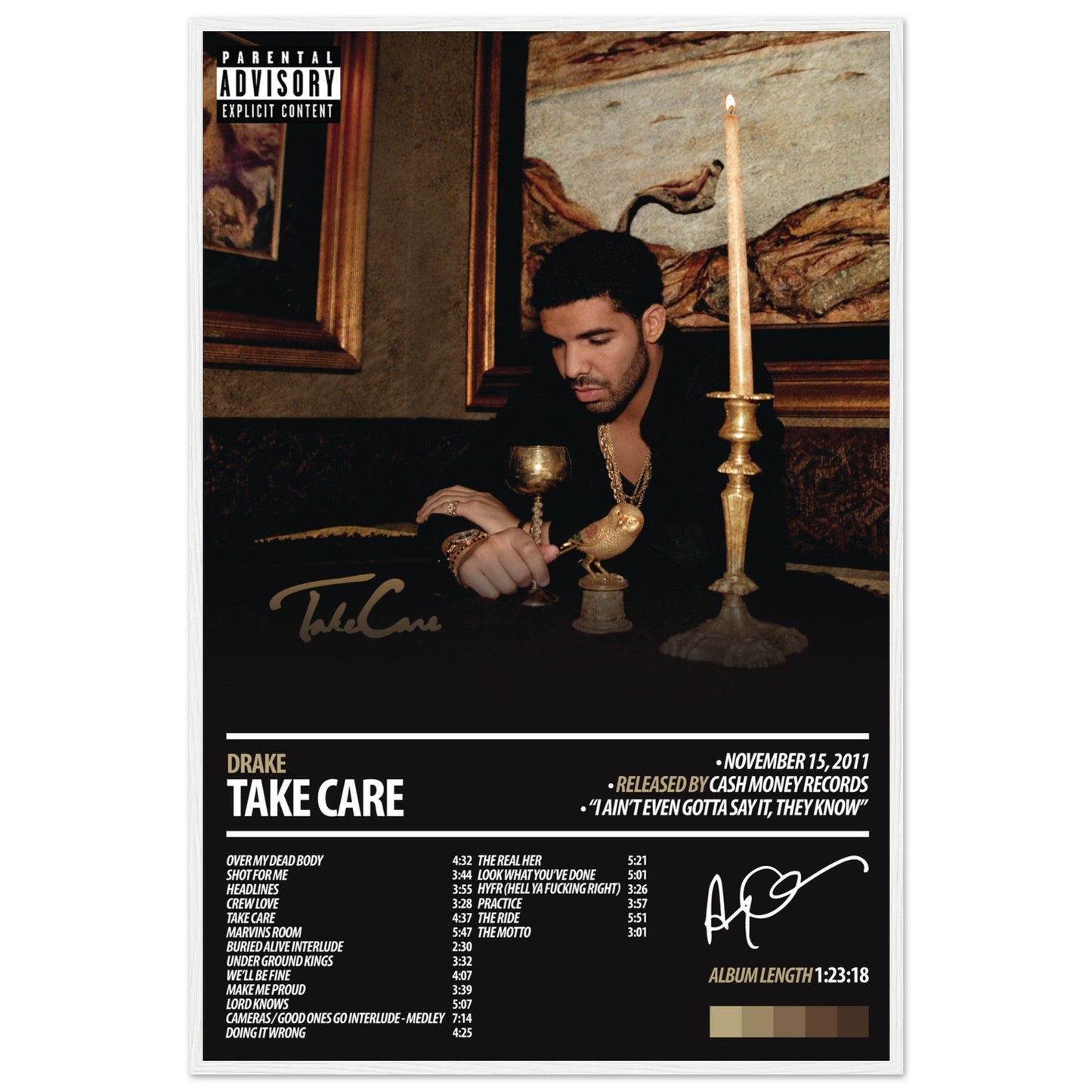 DRAKE Album Poster | Take Care - ChordPrints