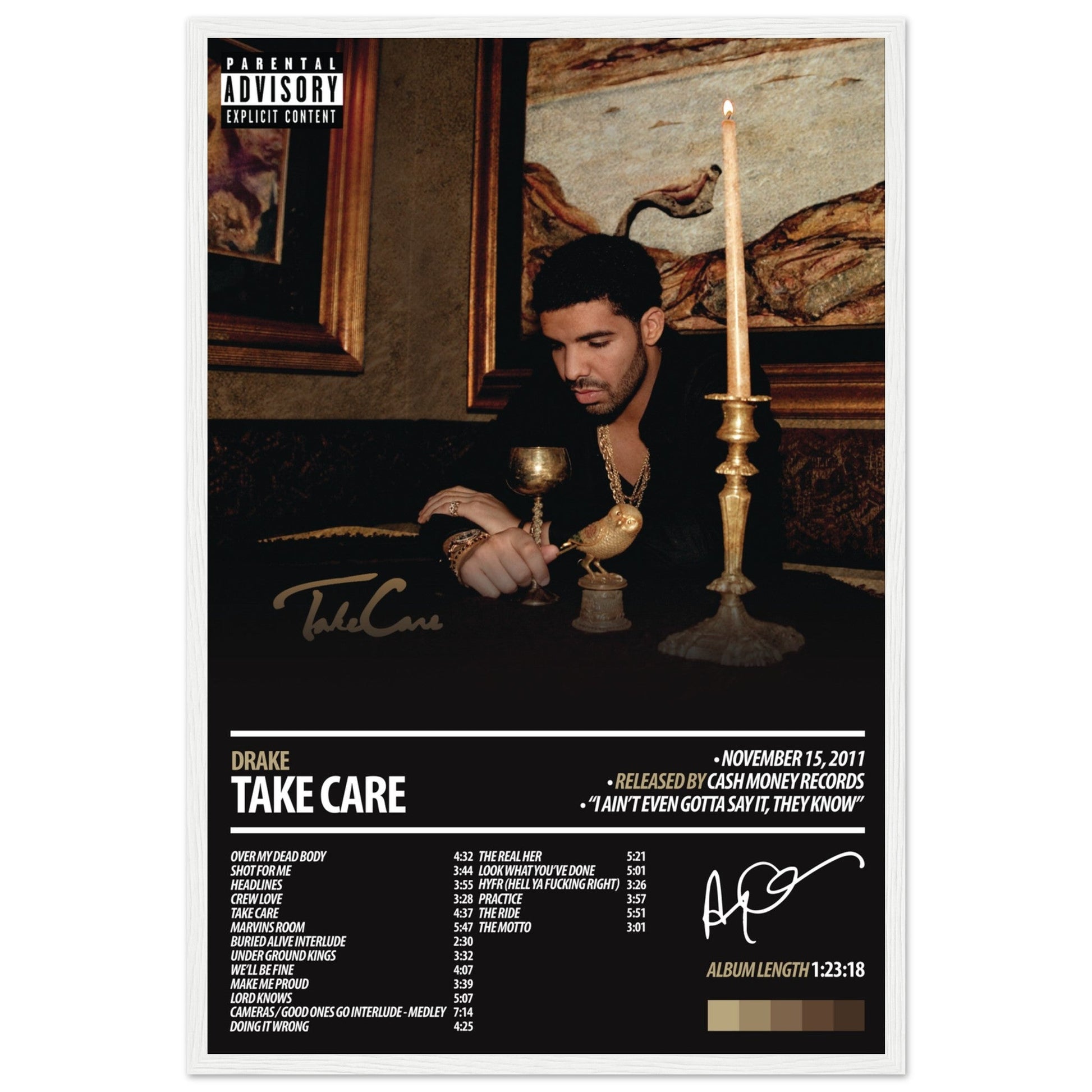 DRAKE Album Poster | Take Care - ChordPrints