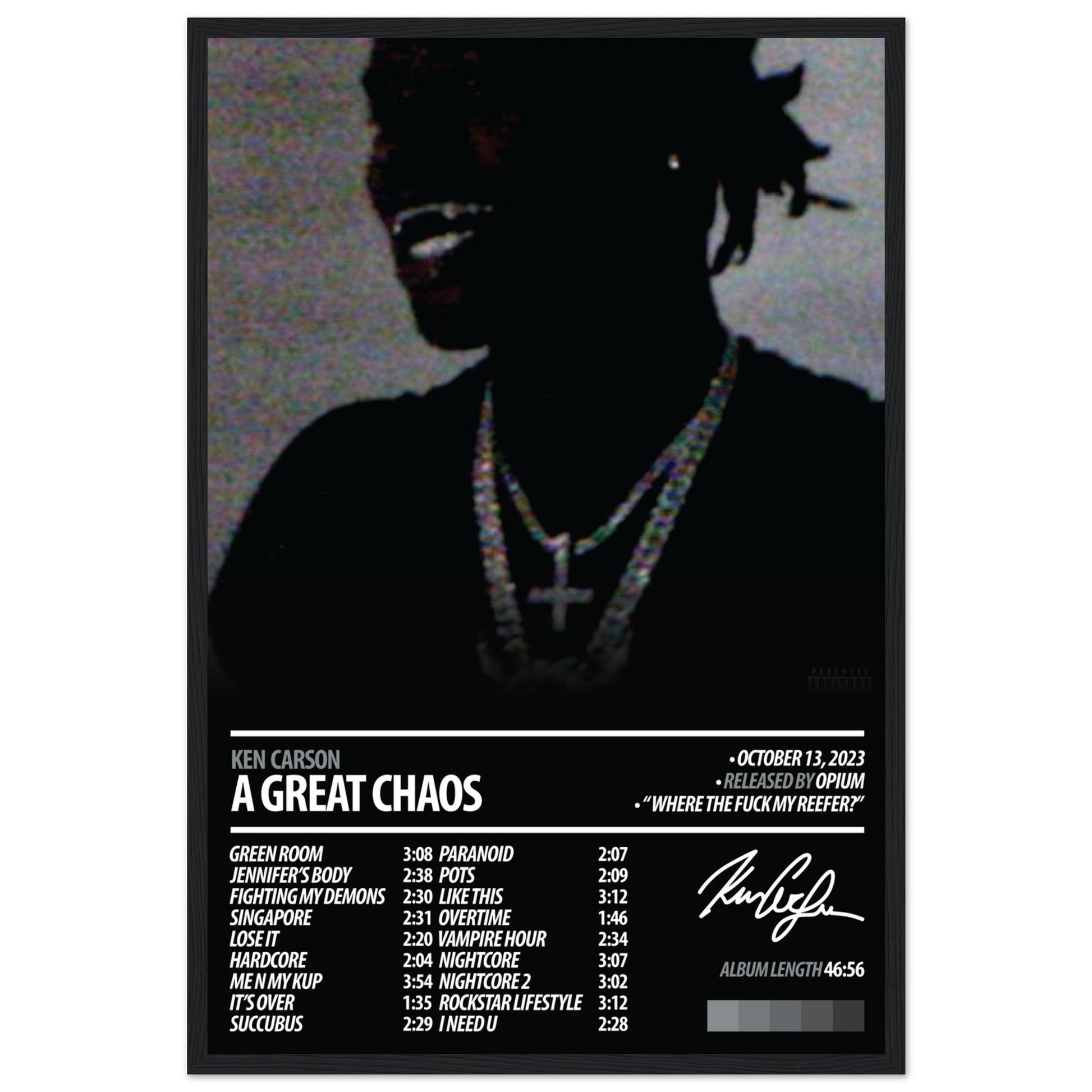 KEN CARSON Album Poster | A Great Chaos - ChordPrints