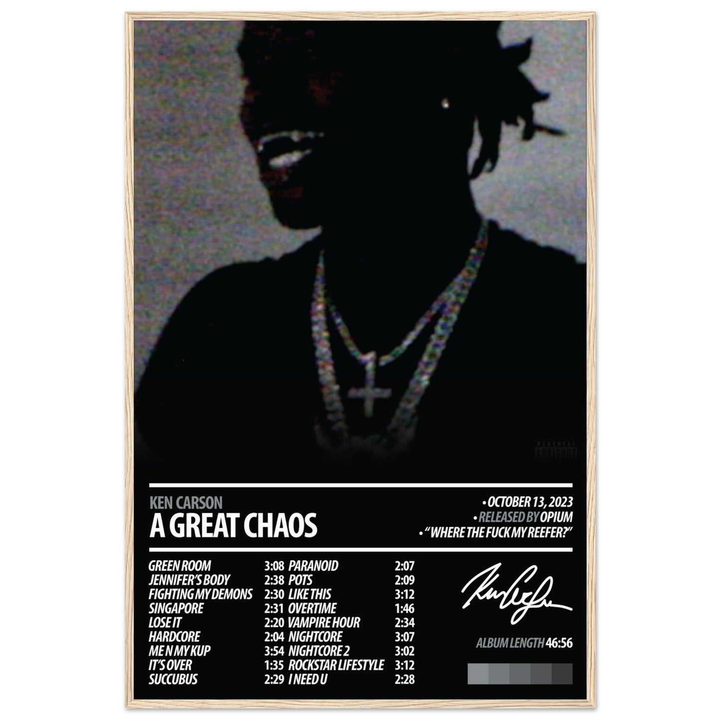 KEN CARSON Album Poster | A Great Chaos - ChordPrints