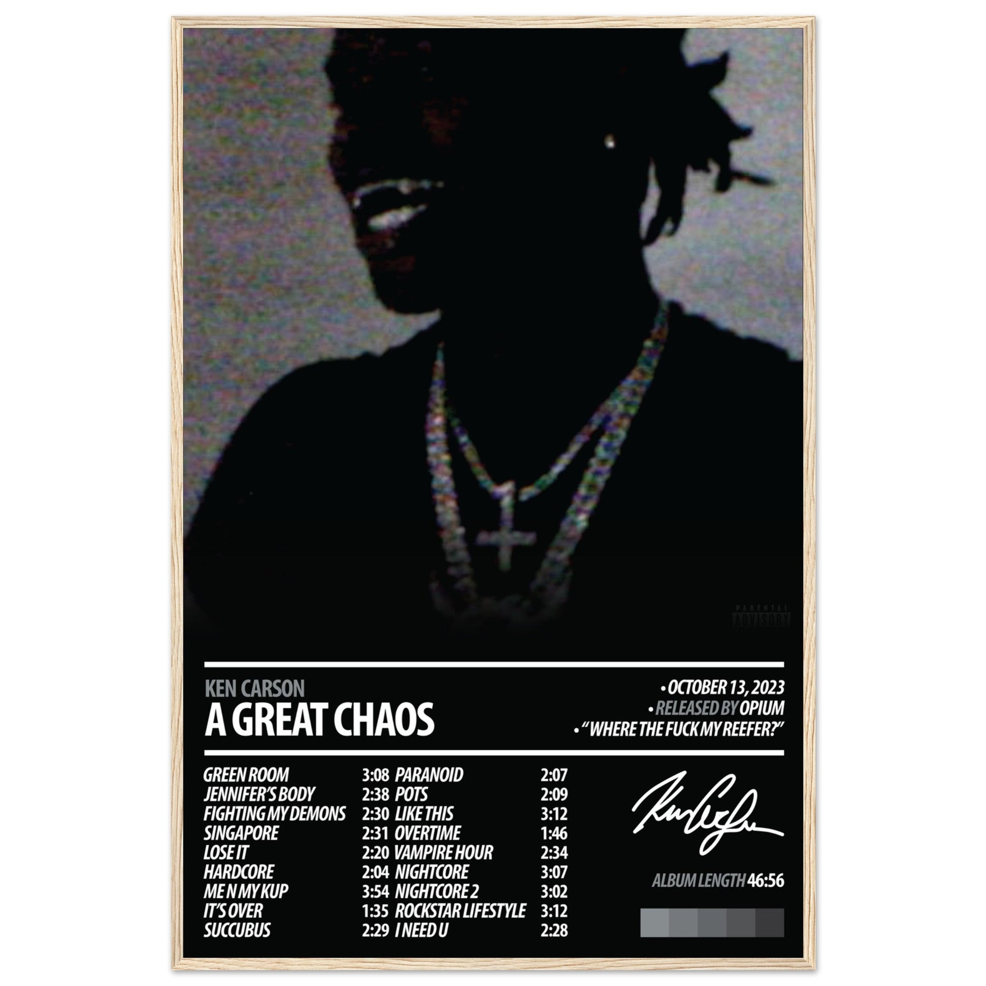 KEN CARSON Album Poster | A Great Chaos - ChordPrints