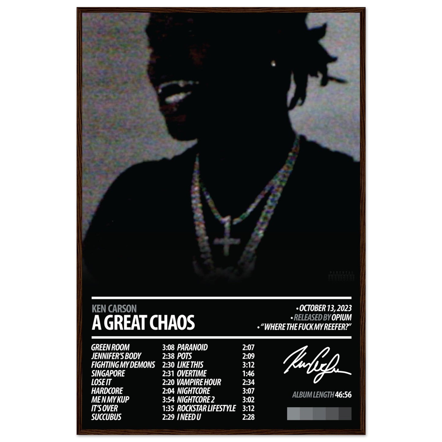 KEN CARSON Album Poster | A Great Chaos - ChordPrints