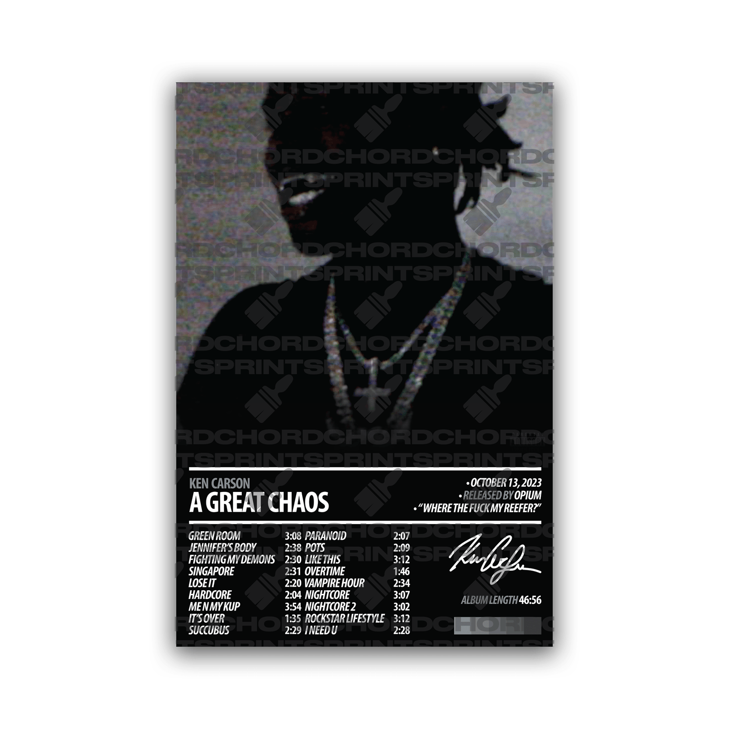 KEN CARSON Album Poster | A Great Chaos - ChordPrints