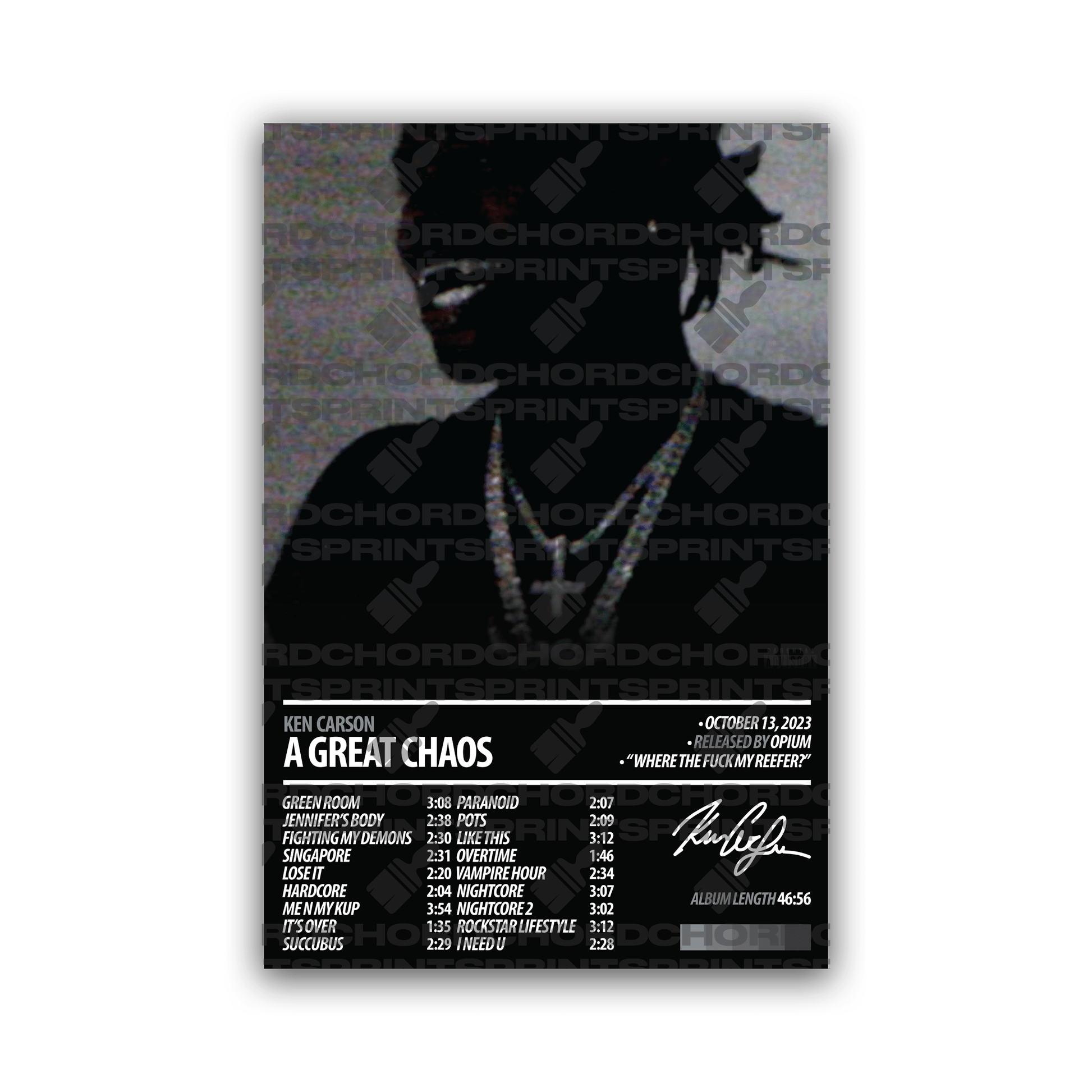 KEN CARSON Album Poster | A Great Chaos - ChordPrints