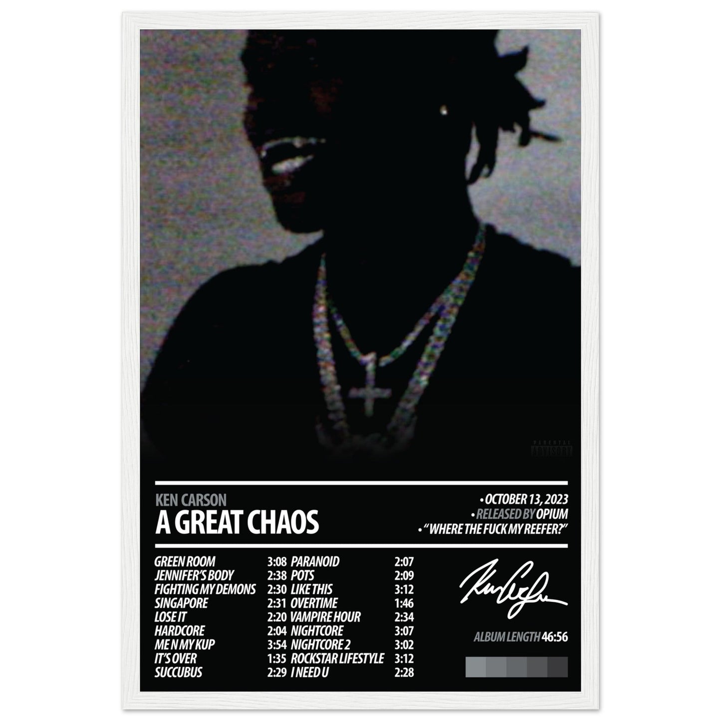 KEN CARSON Album Poster | A Great Chaos - ChordPrints