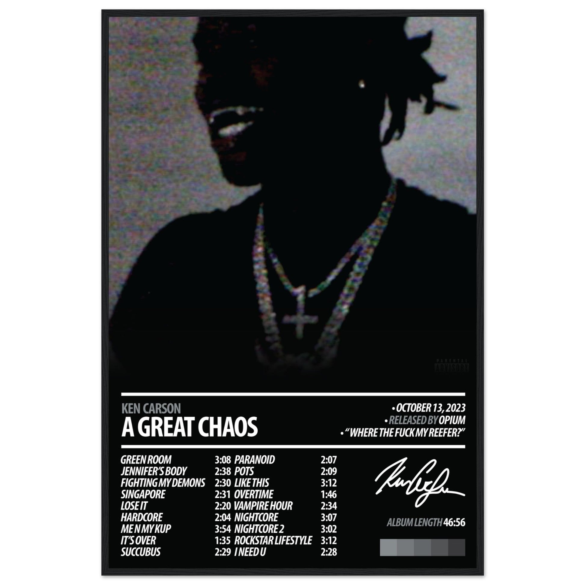 KEN CARSON Album Poster | A Great Chaos - ChordPrints