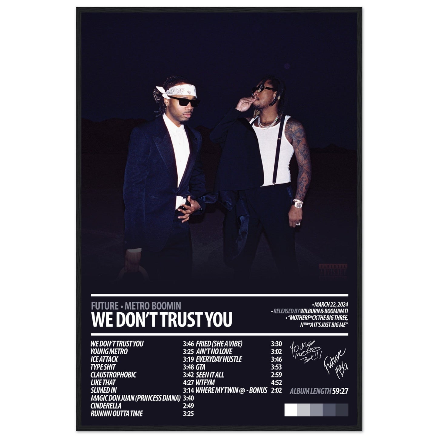Metro Boomin & Future Album Poster | WE DON'T TRUST YOU - ChordPrints
