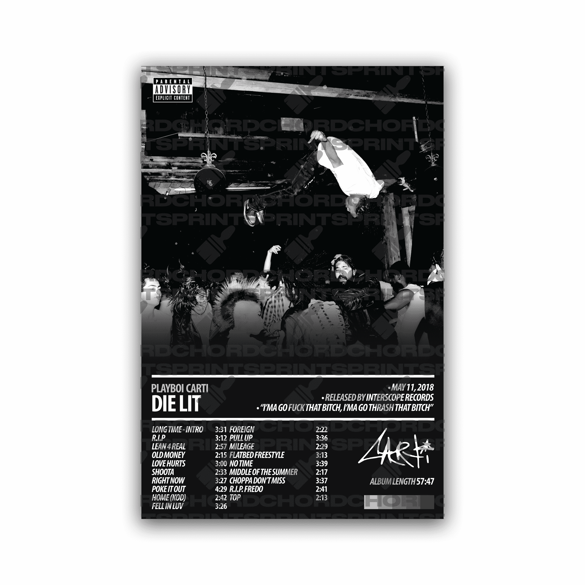 PLAYBOI CARTI Album Poster | Die Lit – ChordPrints