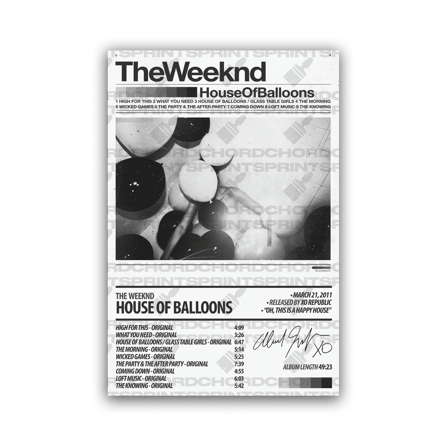 THE WEEKND Album Poster | House Of Balloons - ChordPrints