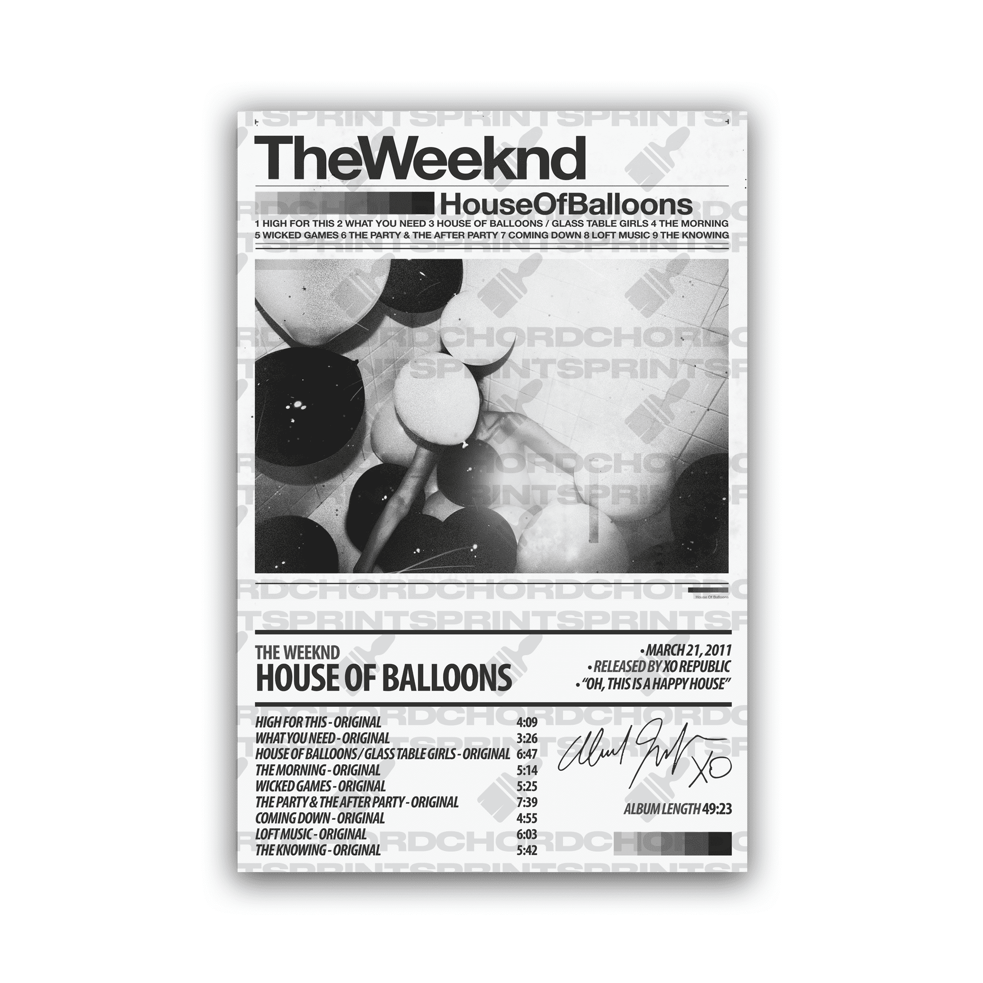 THE WEEKND Album Poster | House Of Balloons - ChordPrints
