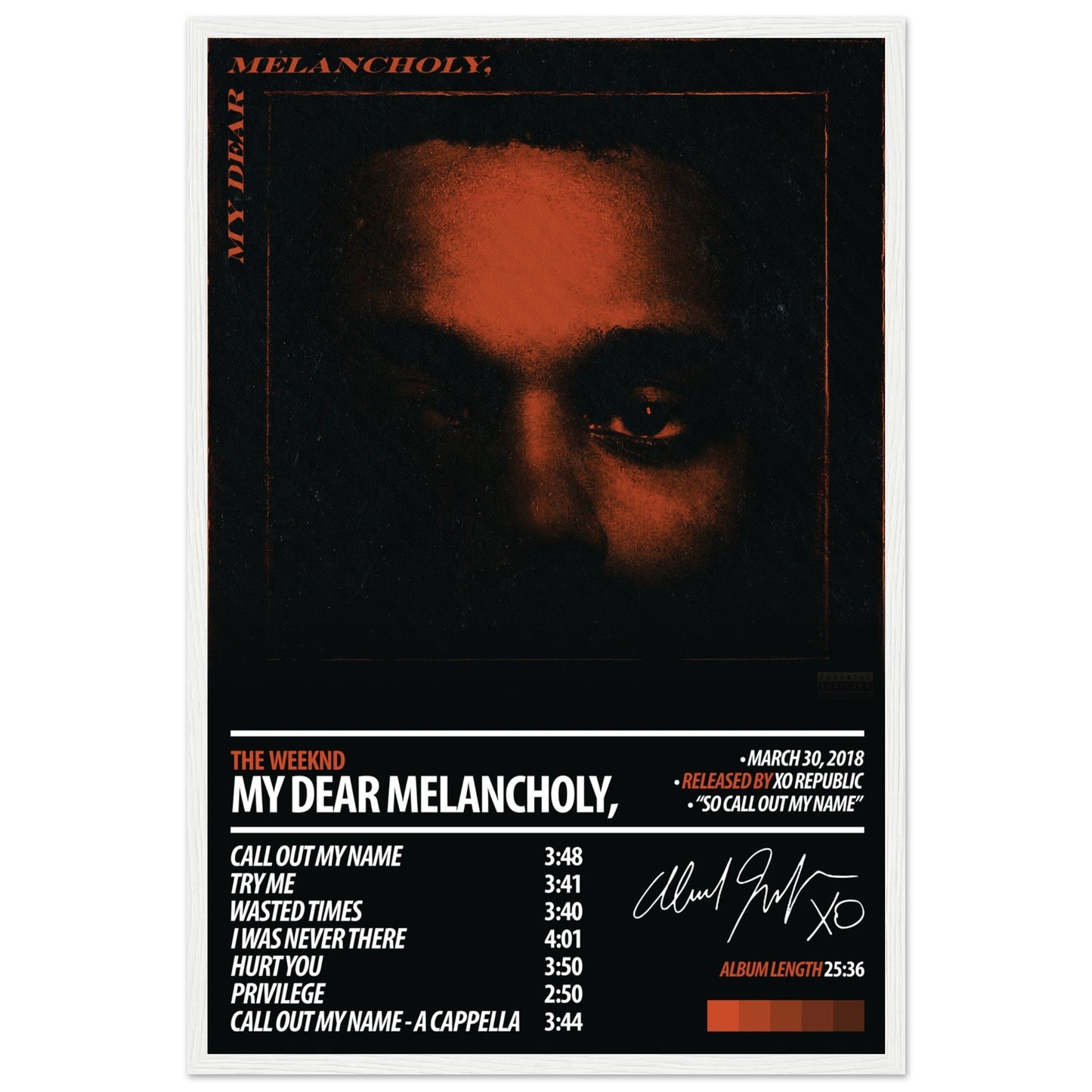 THE WEEKND Album Poster | My Dear Melancholy, - ChordPrints