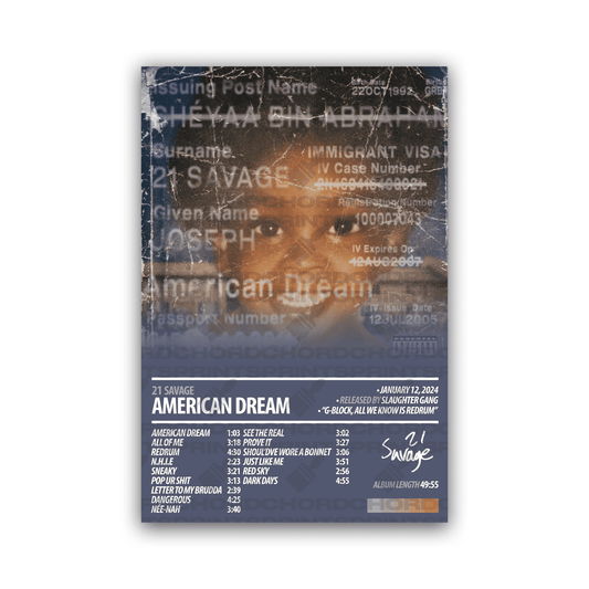 21 SAVAGE Album Poster | American Dream