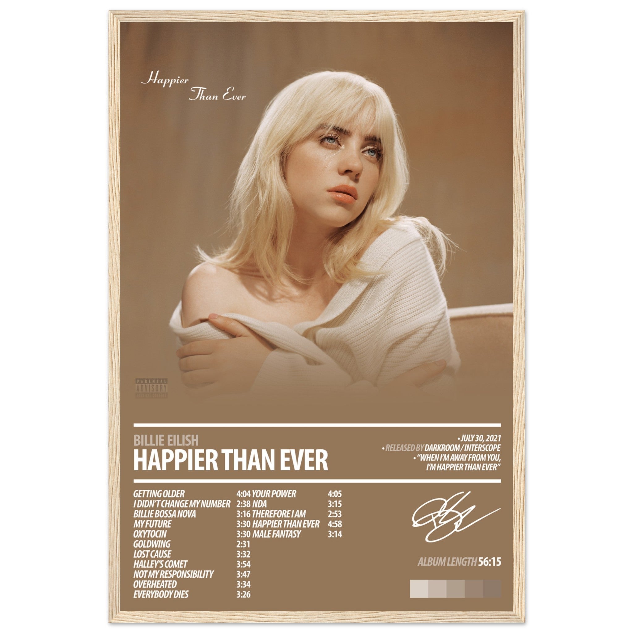BILLIE EILISH Album Poster | Happier Than Ever – ChordPrints
