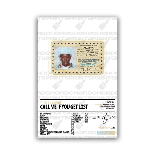 TYLER, THE CREATOR Album Poster | CALL ME IF YOU GET LOST