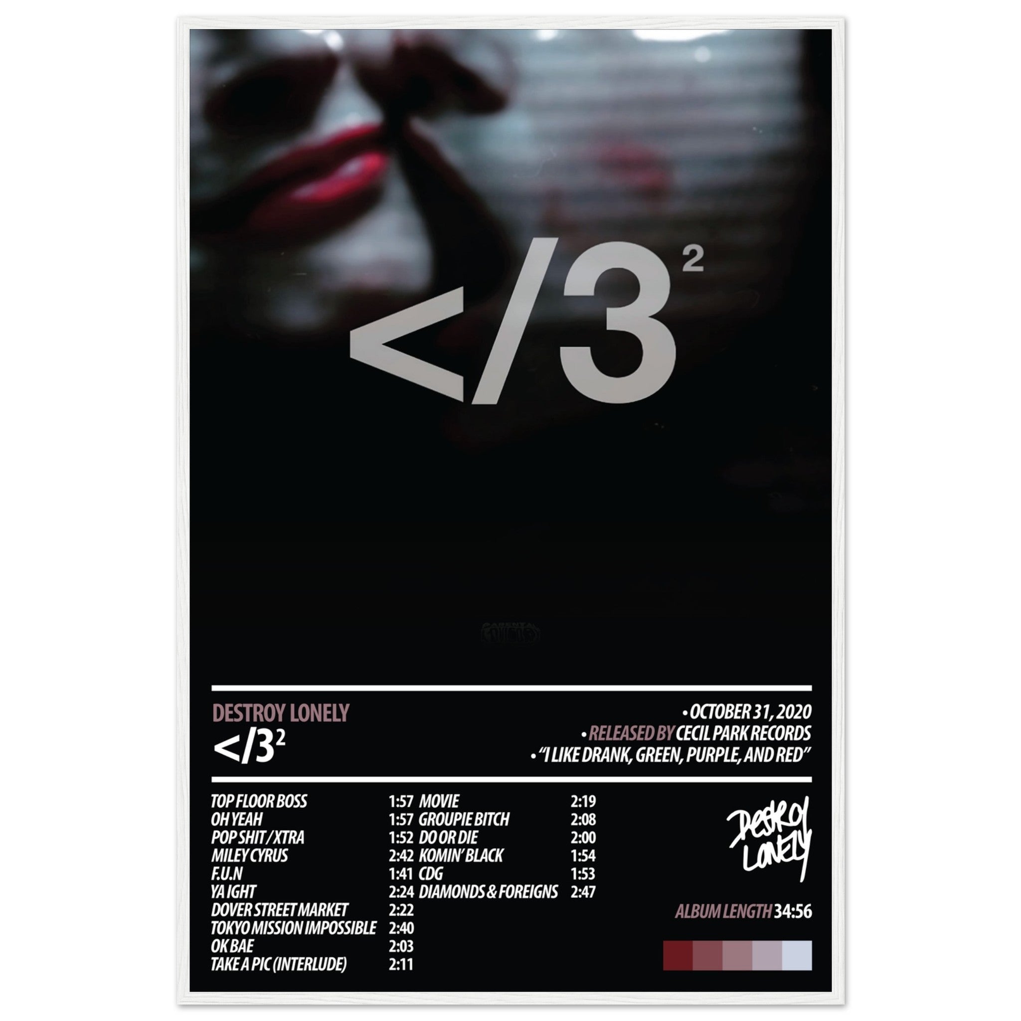 【額縁付き】 NO STYLIST Destroy Lonely A2ポスター DESTROY LONELY Album Poster | No Stylist – ChordPrints