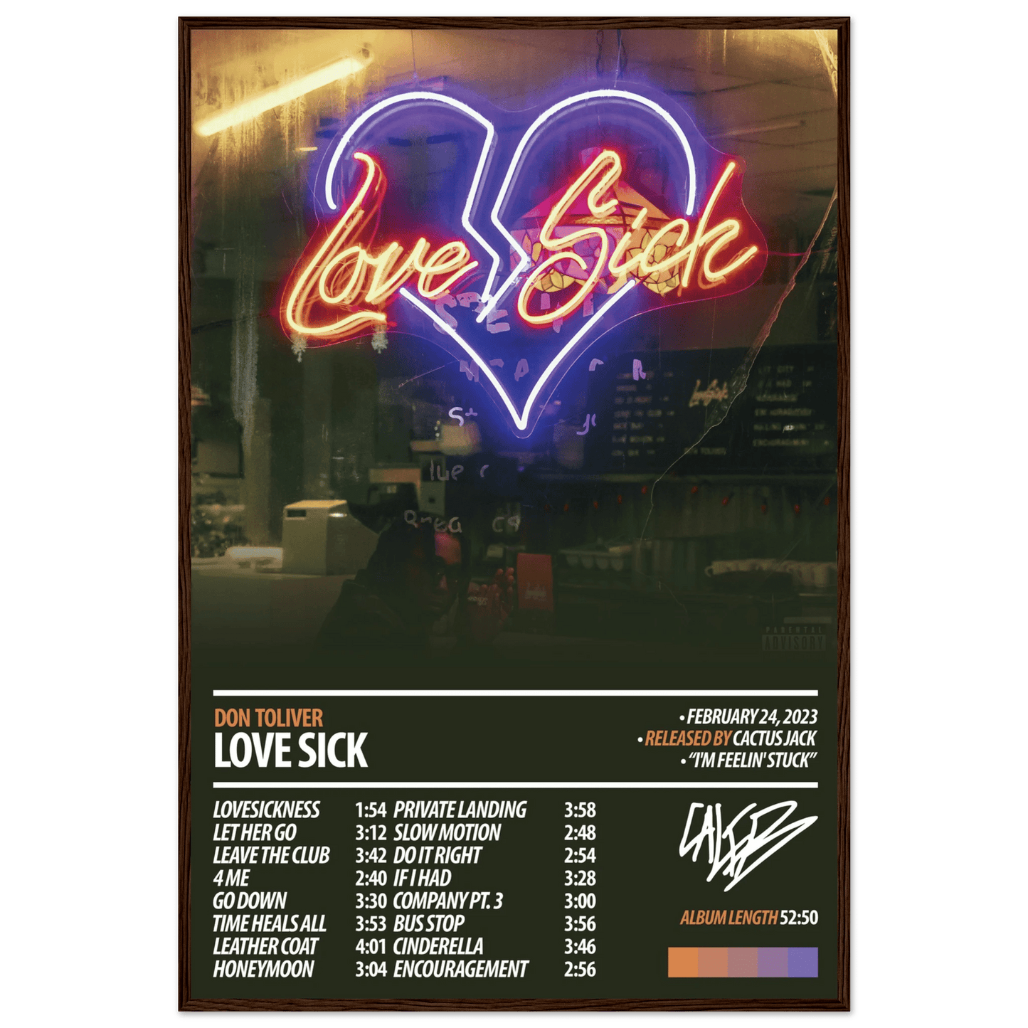 DON TOLIVER Album Poster | Love Sick - ChordPrints